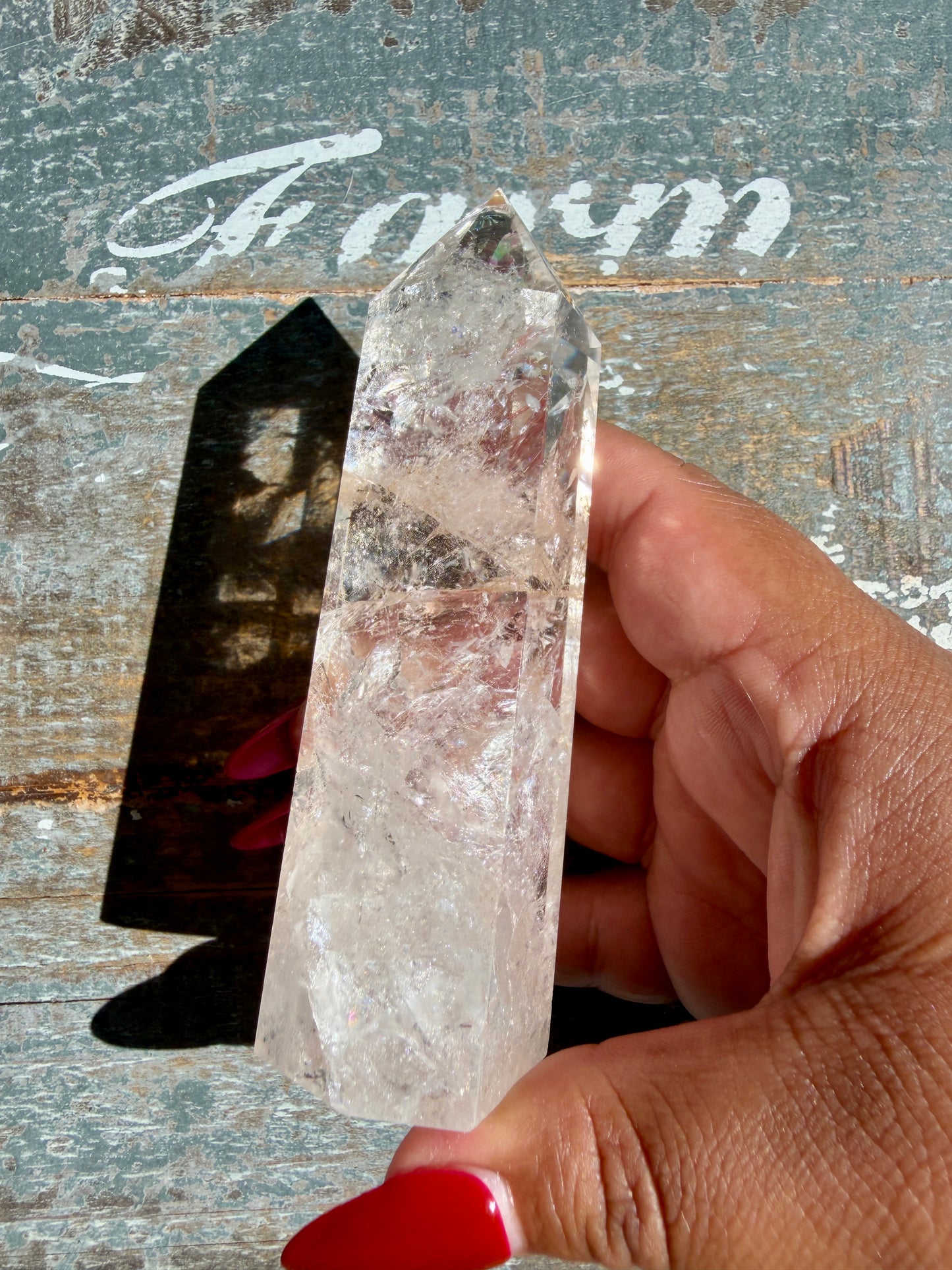 Clear Fire Quartz Tower (Subtle Pink Hue) | Opt L