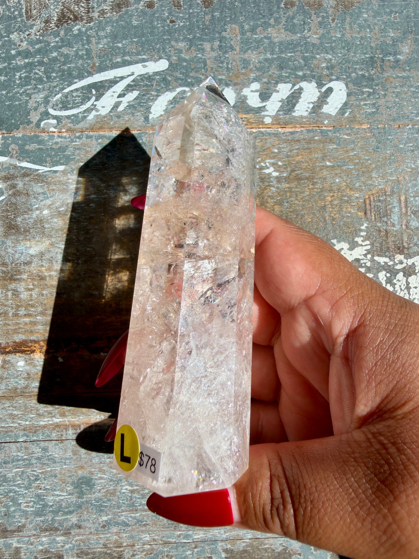 Clear Fire Quartz Tower (Subtle Pink Hue) | Opt L