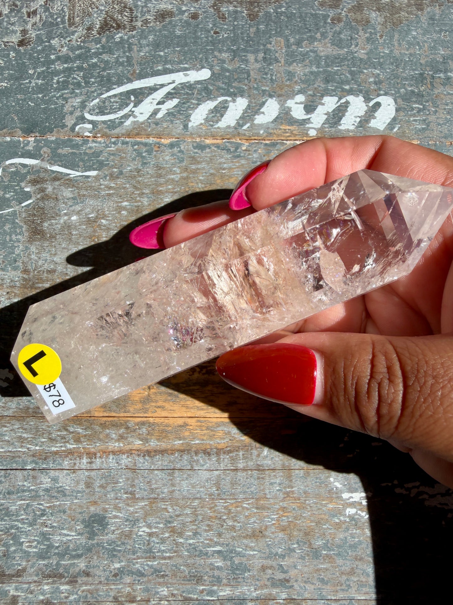 Clear Fire Quartz Tower (Subtle Pink Hue) | Opt L