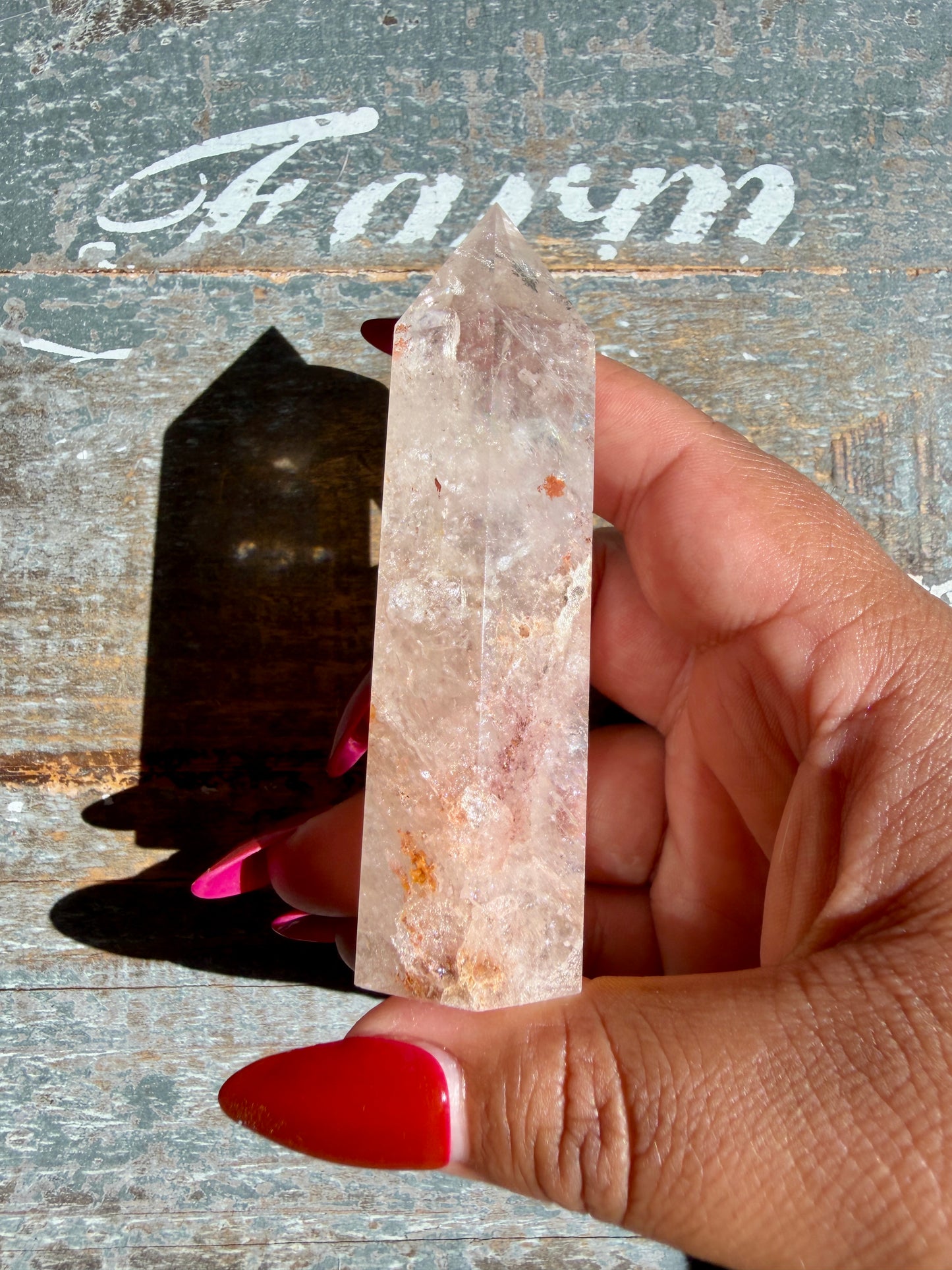 Clear Fire Quartz Tower (Subtle Pink Hue) | Opt I