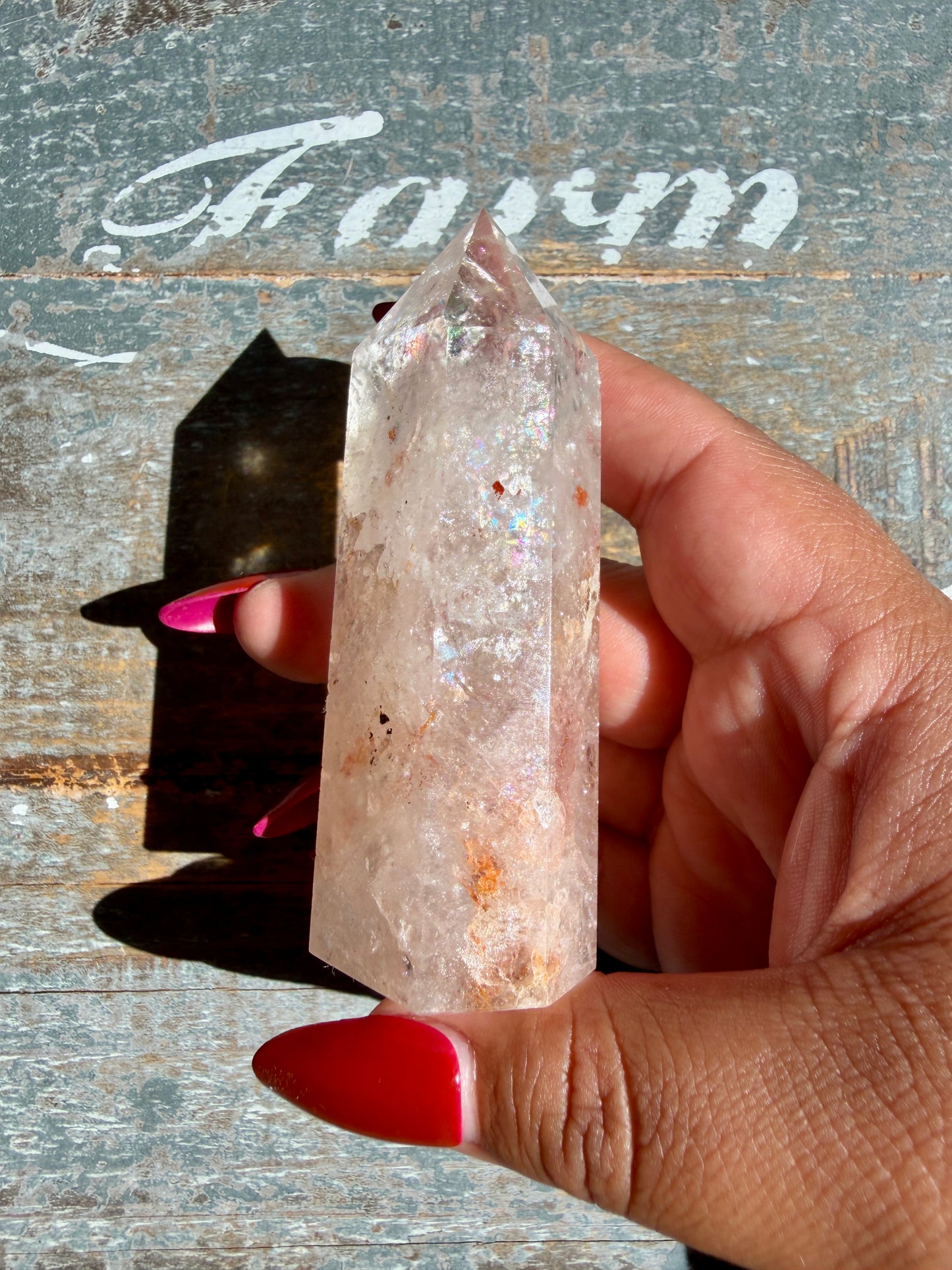 Clear Fire Quartz Tower (Subtle Pink Hue) | Opt I