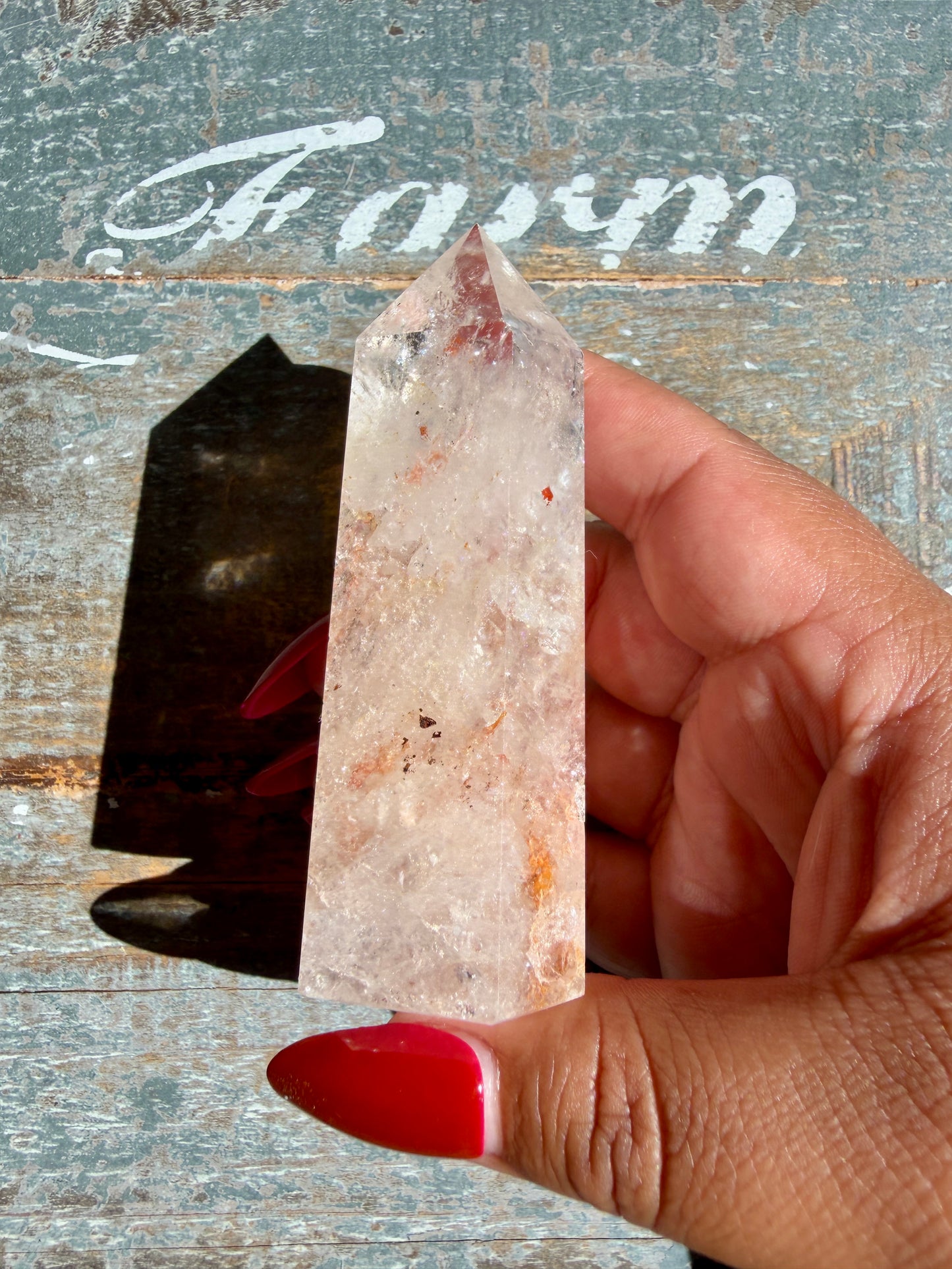 Clear Fire Quartz Tower (Subtle Pink Hue) | Opt I