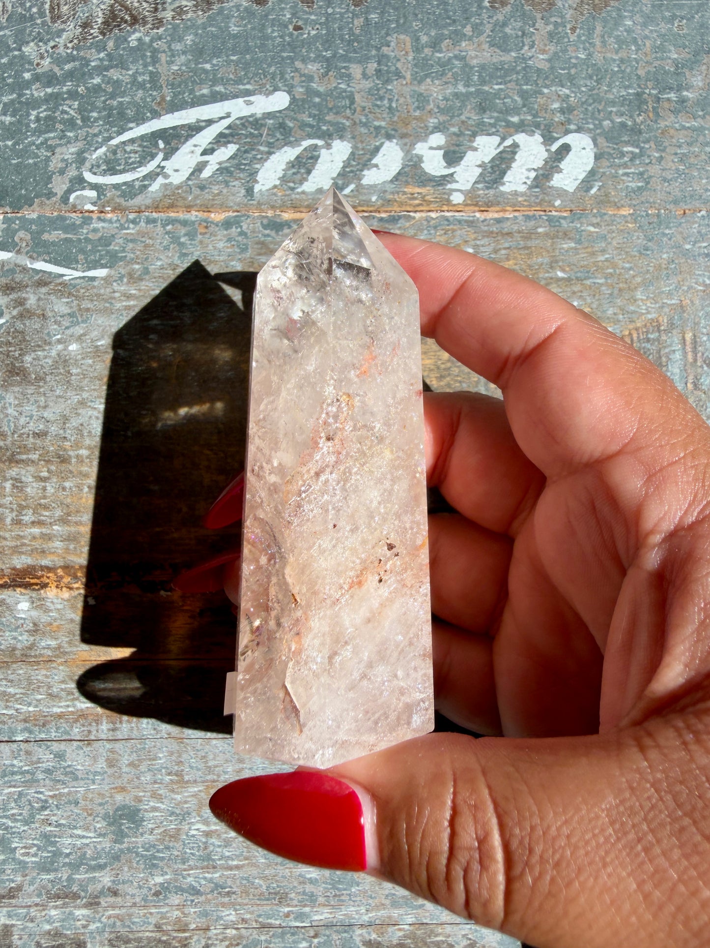 Clear Fire Quartz Tower (Subtle Pink Hue) | Opt I