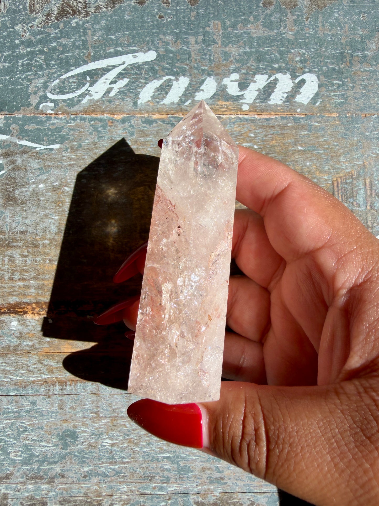 Clear Fire Quartz Tower (Subtle Pink Hue) | Opt I