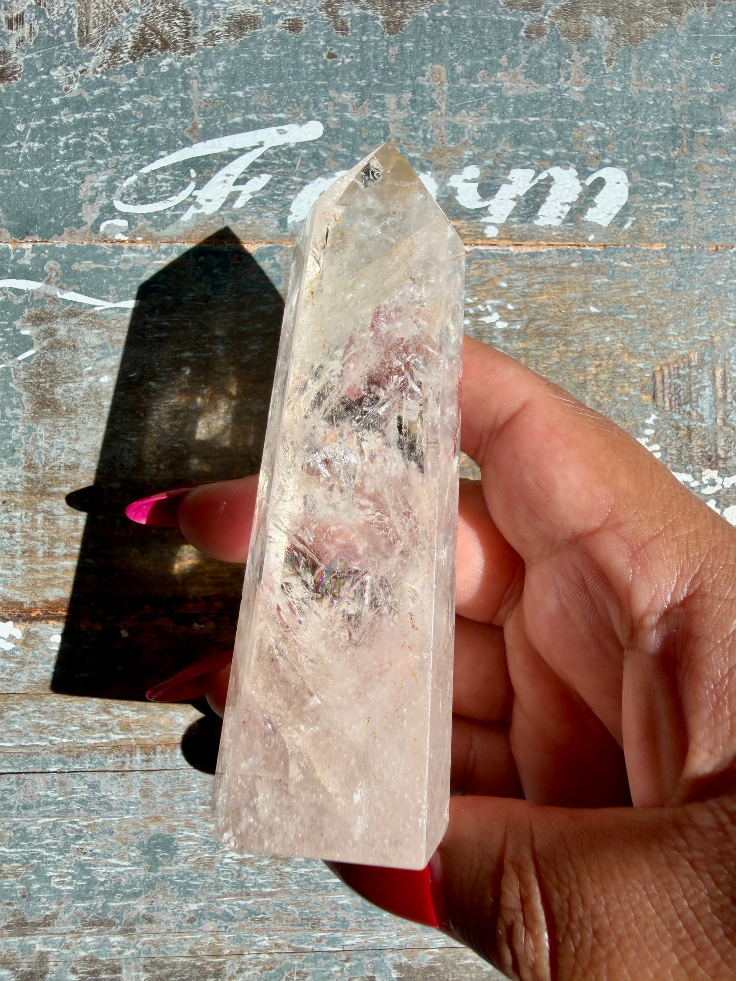 Clear Fire Quartz Tower (Subtle Pink Hue) | Opt N