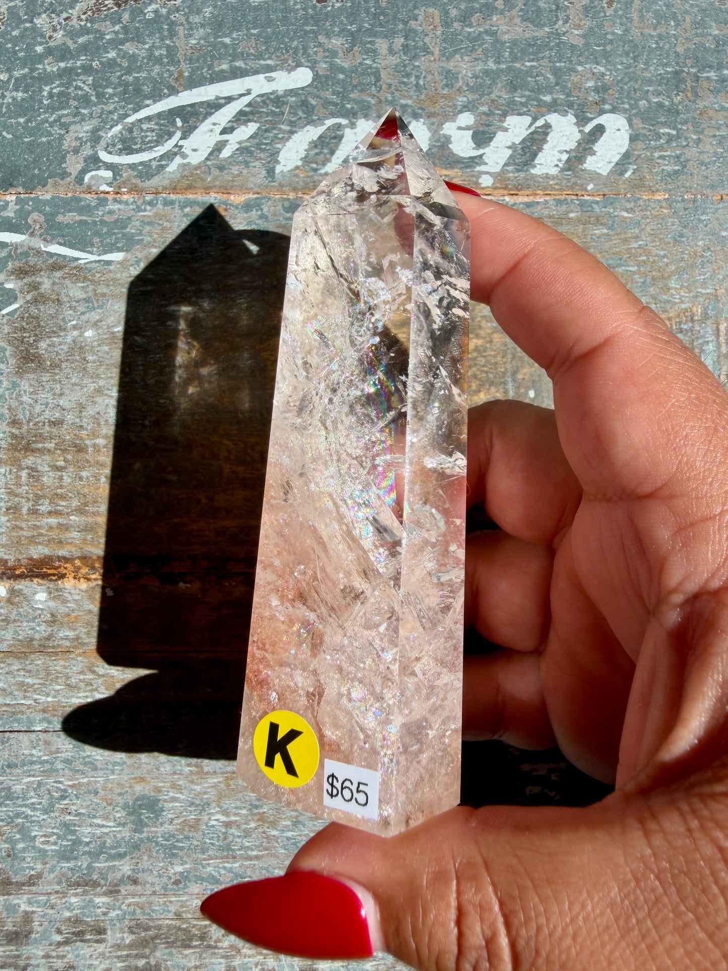 Clear Fire Quartz Tower (Subtle Pink Hue) | Opt K
