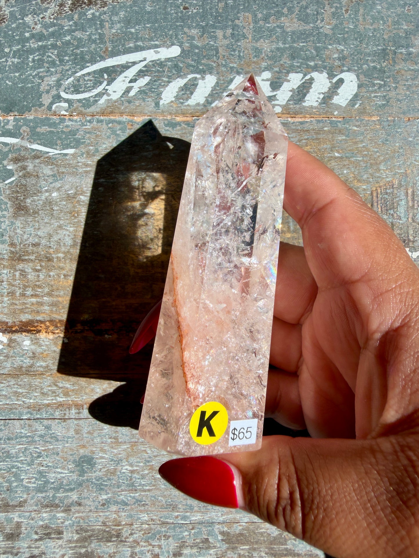 Clear Fire Quartz Tower (Subtle Pink Hue) | Opt K
