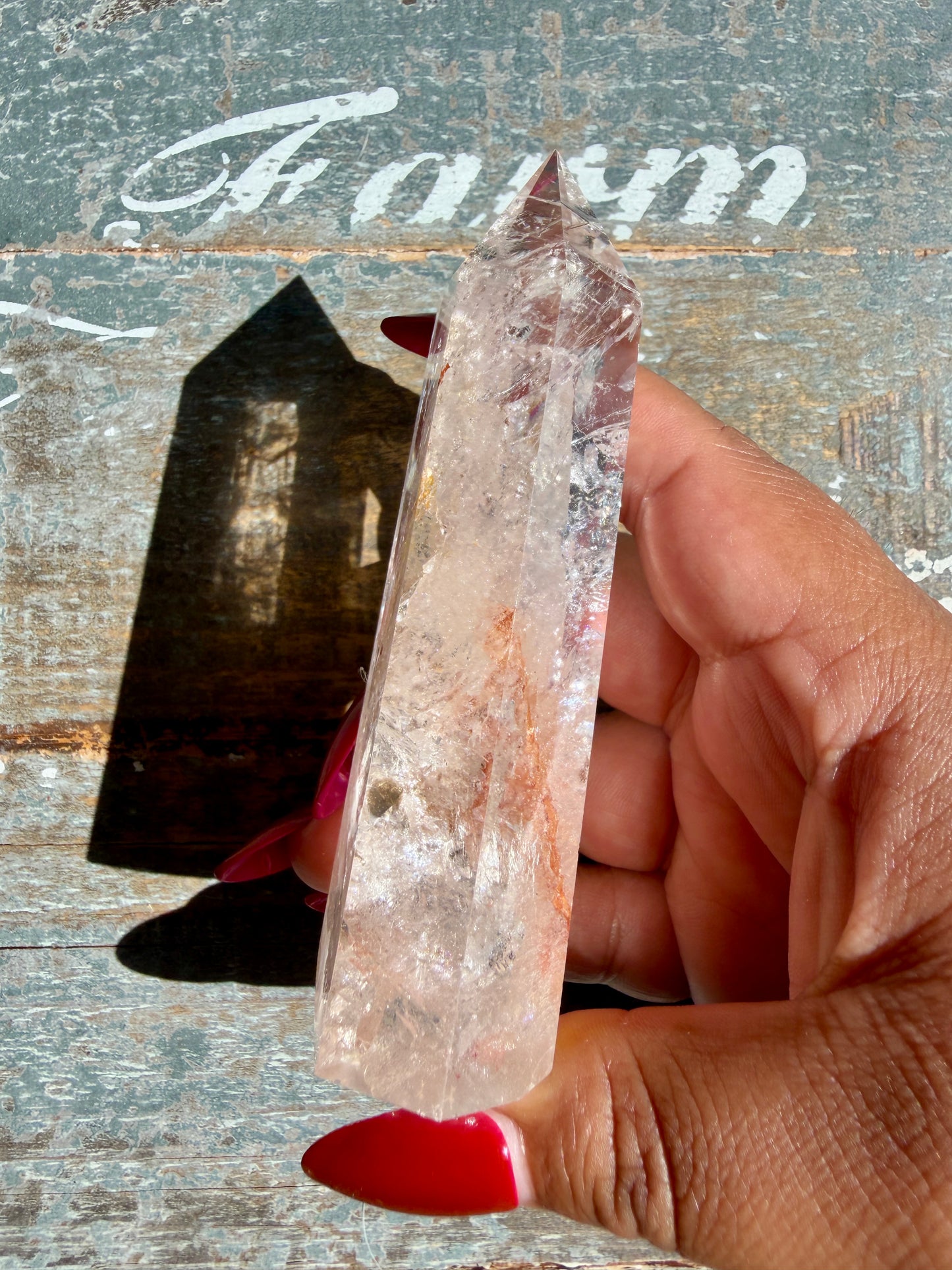Clear Fire Quartz Tower (Subtle Pink Hue) | Opt K