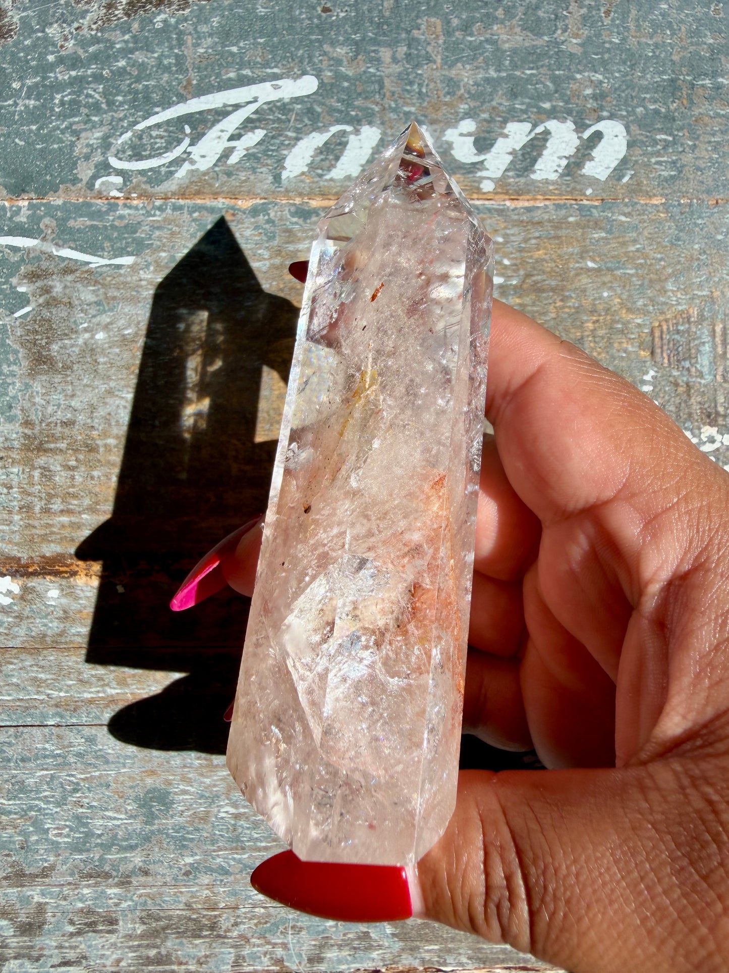 Clear Fire Quartz Tower (Subtle Pink Hue) | Opt K