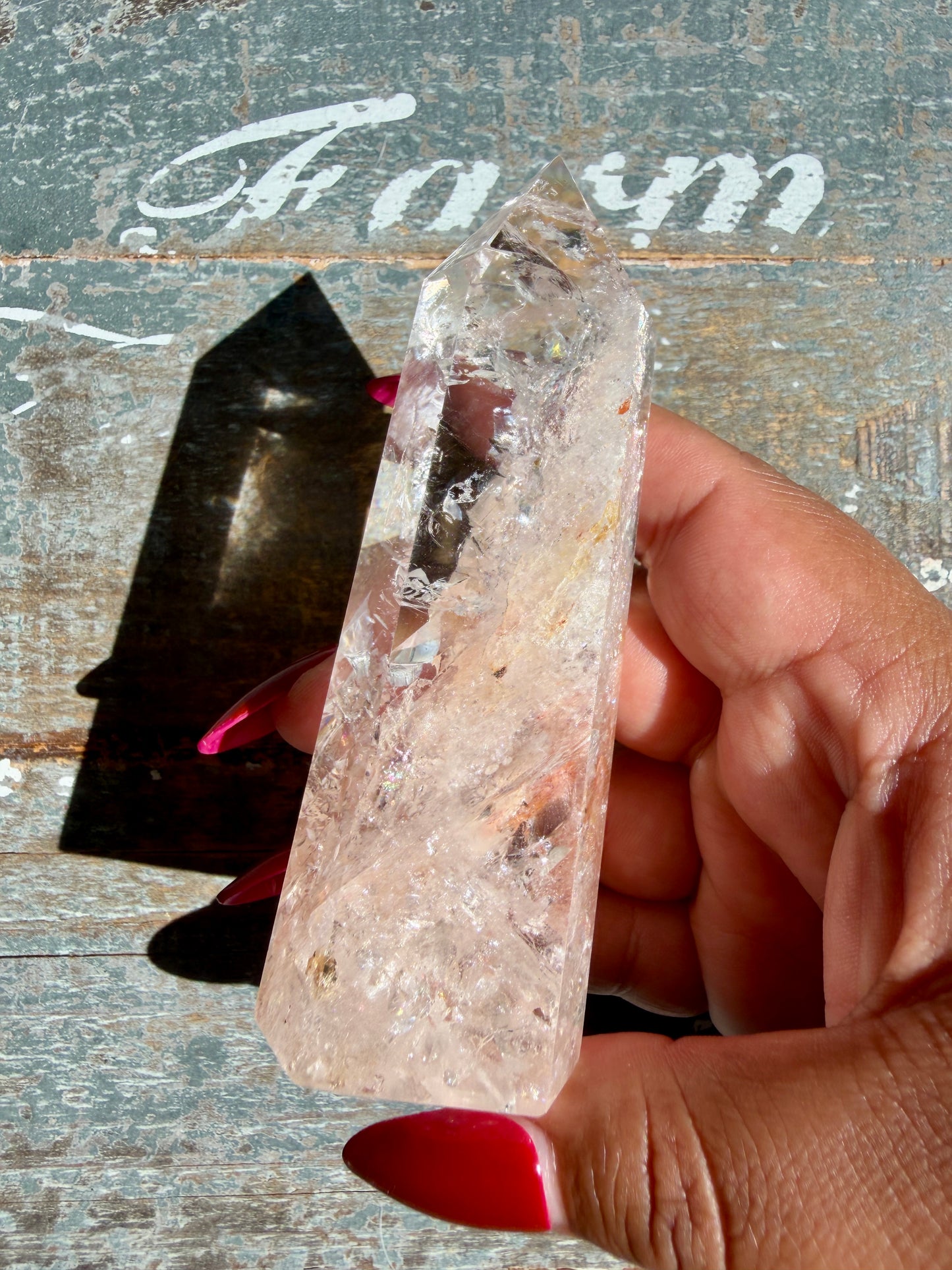 Clear Fire Quartz Tower (Subtle Pink Hue) | Opt K
