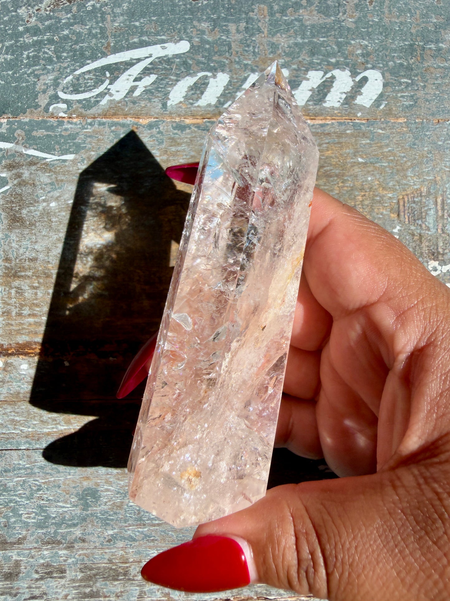Clear Fire Quartz Tower (Subtle Pink Hue) | Opt K