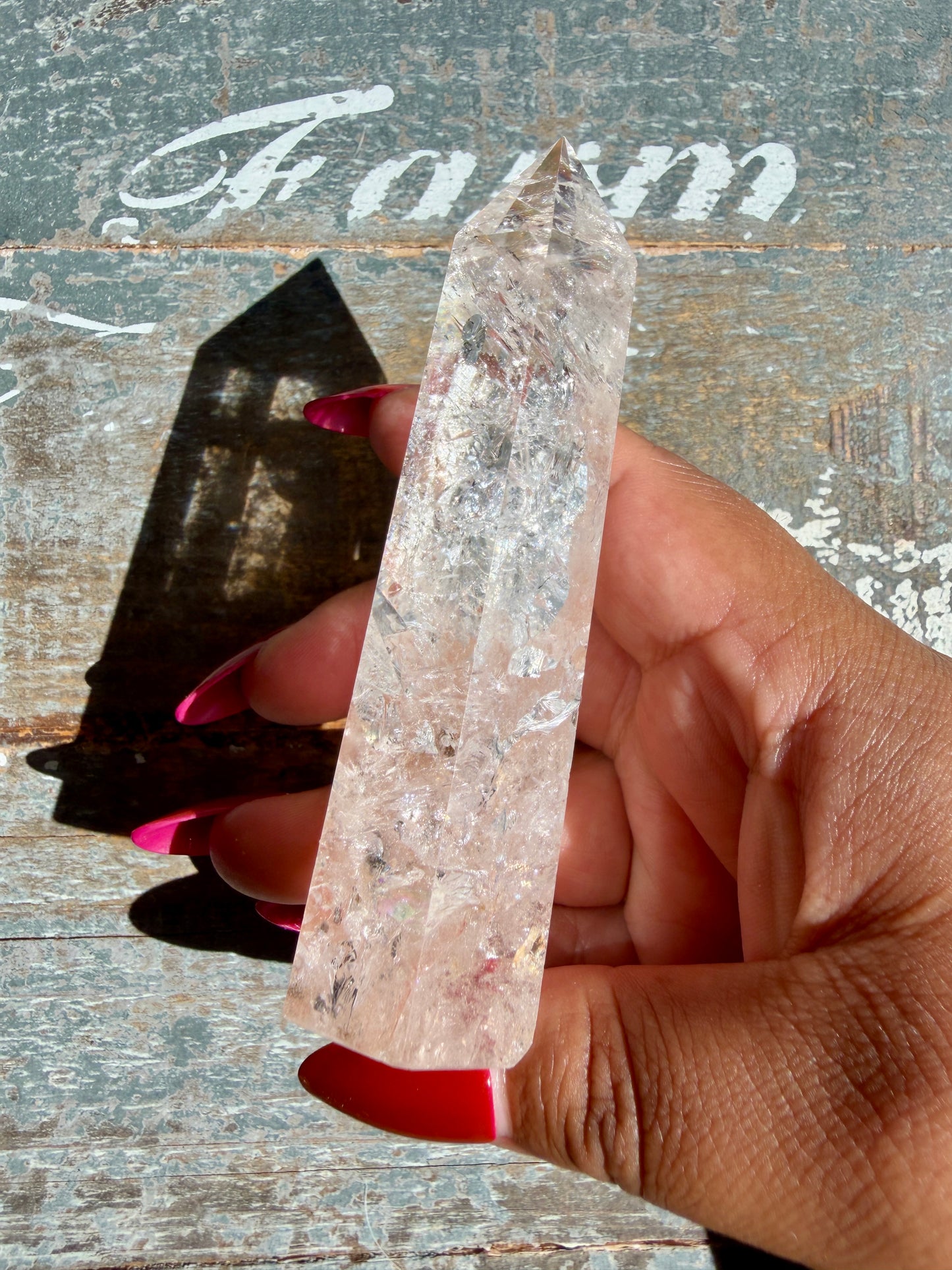 Clear Fire Quartz Tower (Subtle Pink Hue) | Opt K