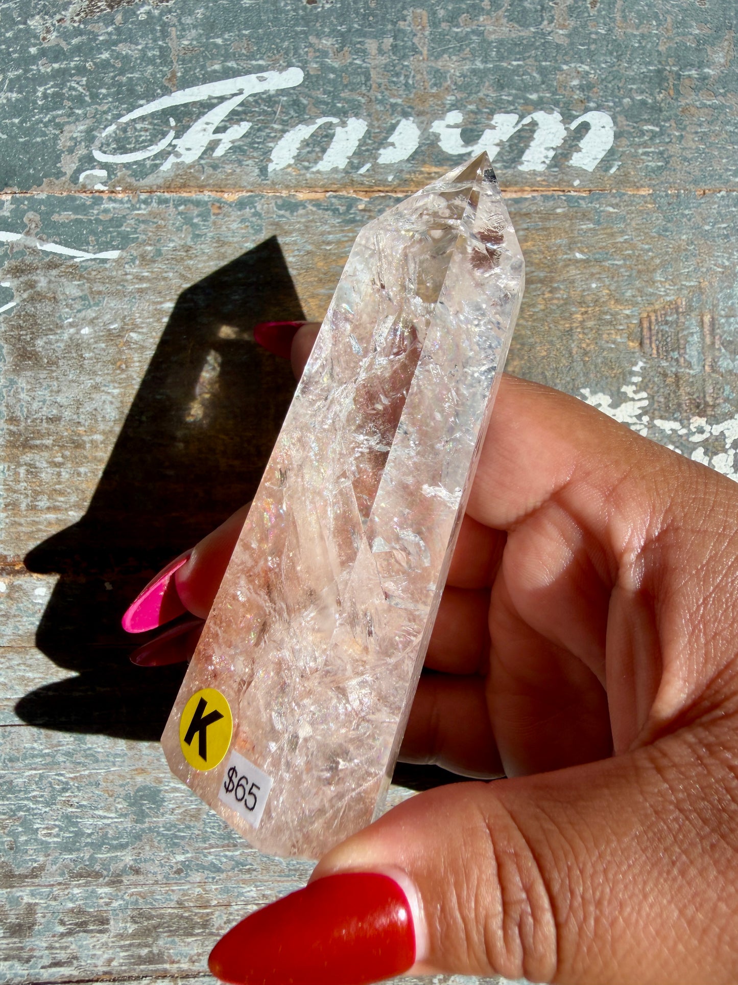 Clear Fire Quartz Tower (Subtle Pink Hue) | Opt K