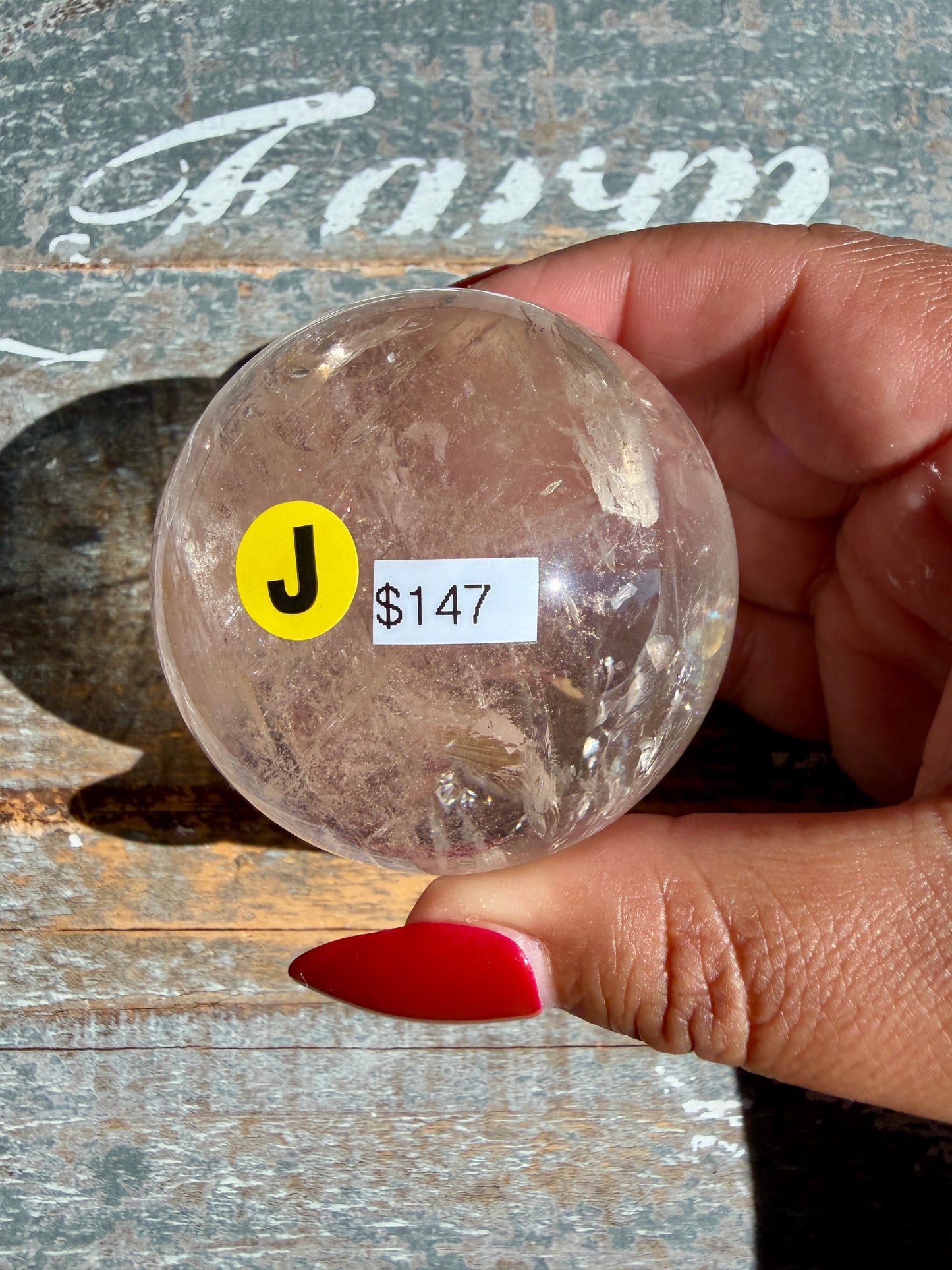 Clear Fire Quartz Sphere (Subtle Pink Hue) | Opt J