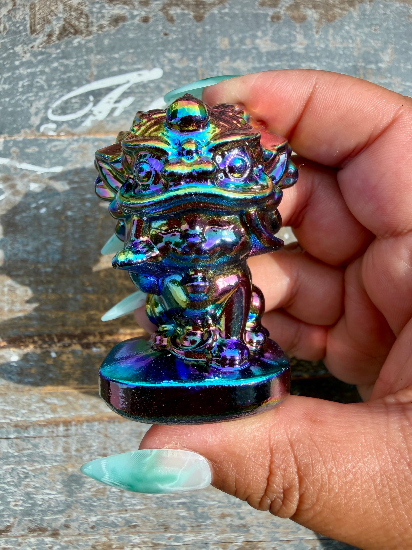 Titanium Aura Lucky Cat with Dancing Dragon Hat | Intuitively Chosen