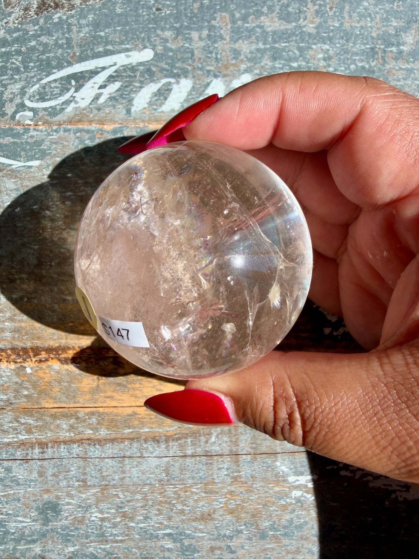 Clear Fire Quartz Sphere (Subtle Pink Hue) | Opt J