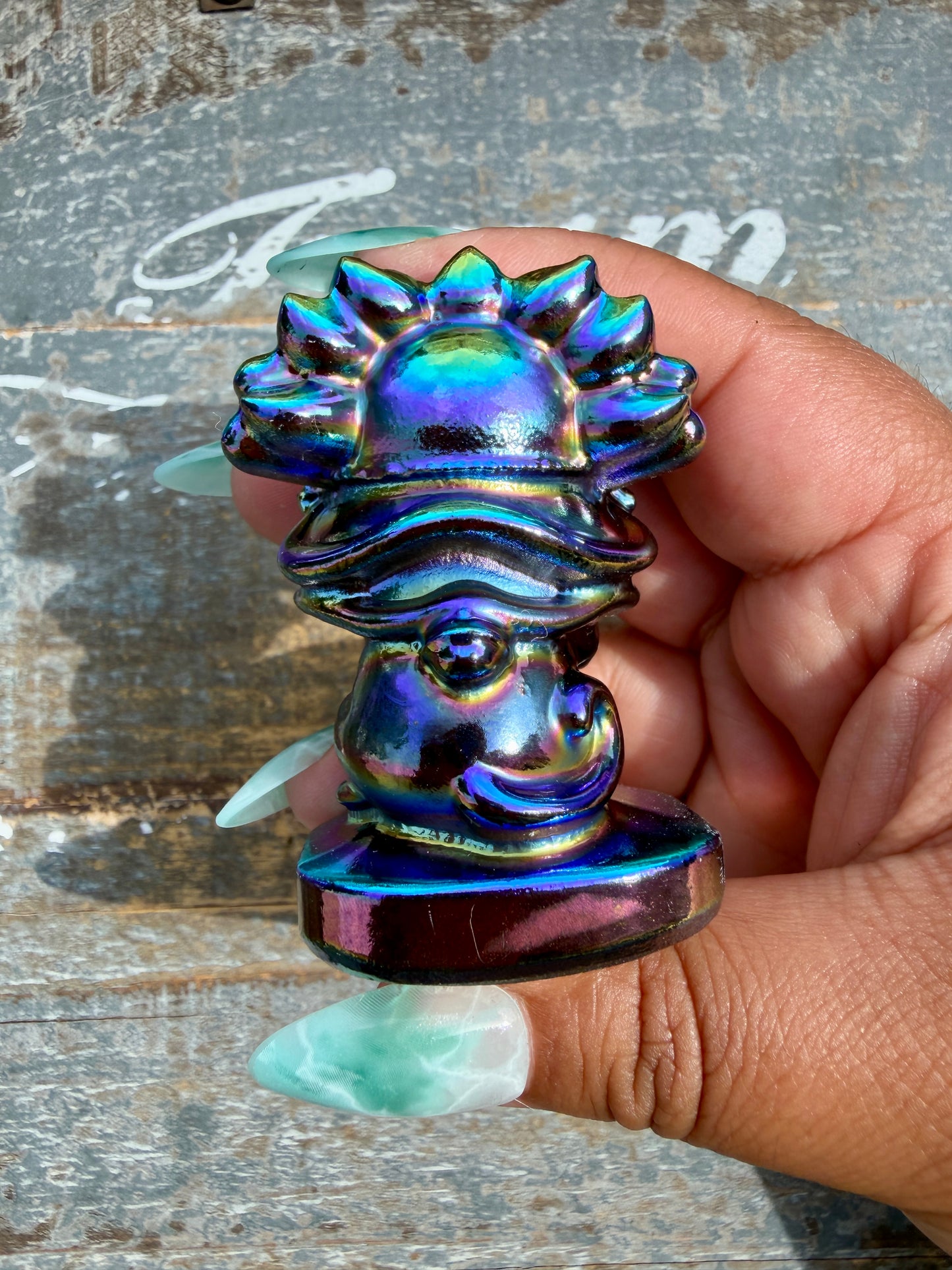 Titanium Aura Lucky Cat with Dancing Dragon Hat | Intuitively Chosen