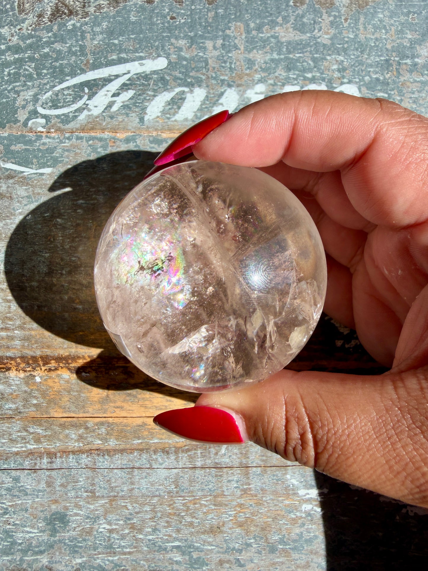 Clear Fire Quartz Sphere (Subtle Pink Hue) | Opt J