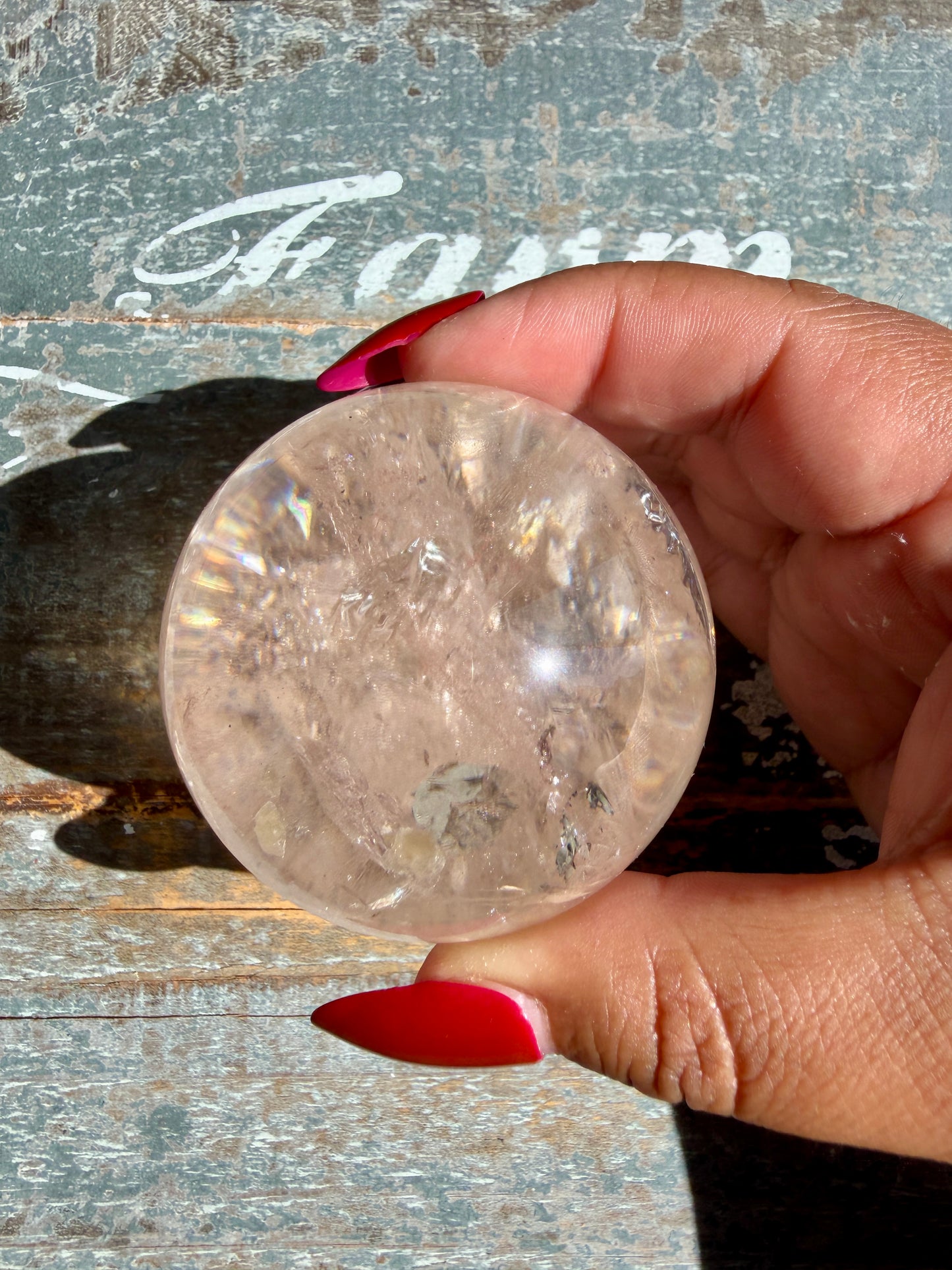Clear Fire Quartz Sphere (Subtle Pink Hue) | Opt J
