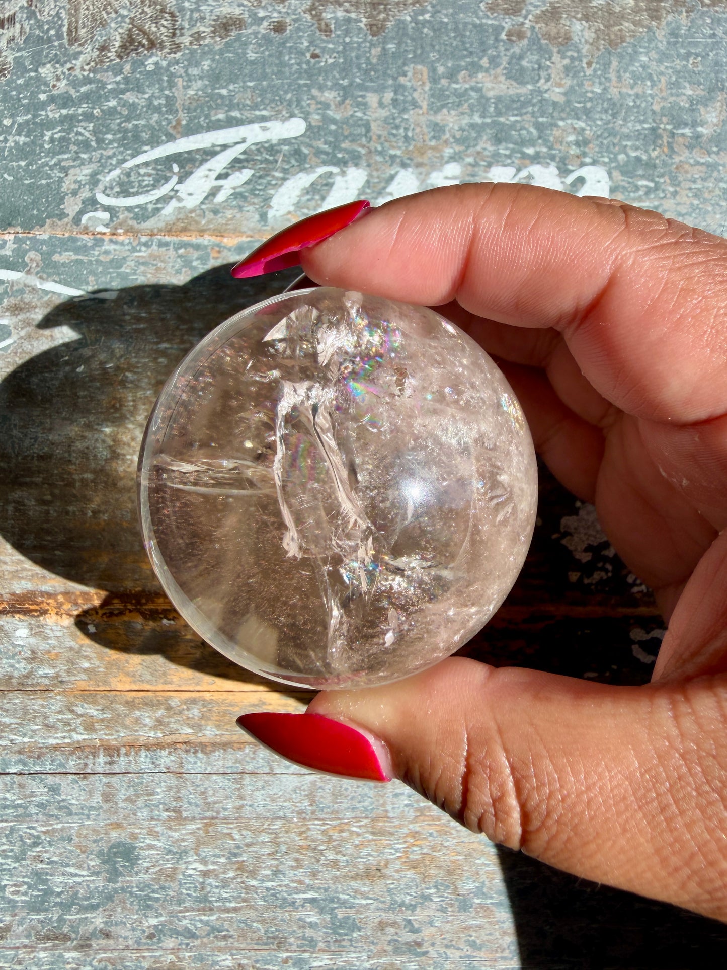 Clear Fire Quartz Sphere (Subtle Pink Hue) | Opt J