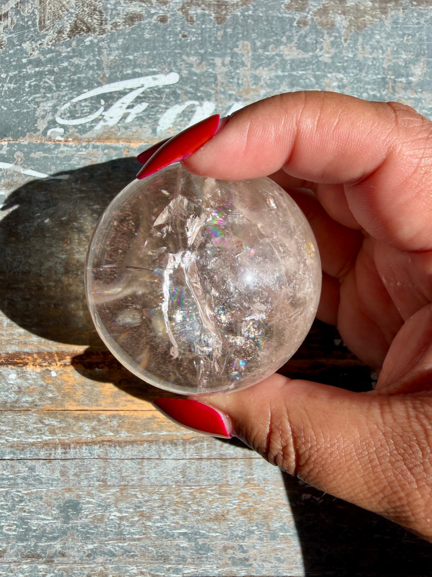 Clear Fire Quartz Sphere (Subtle Pink Hue) | Opt J