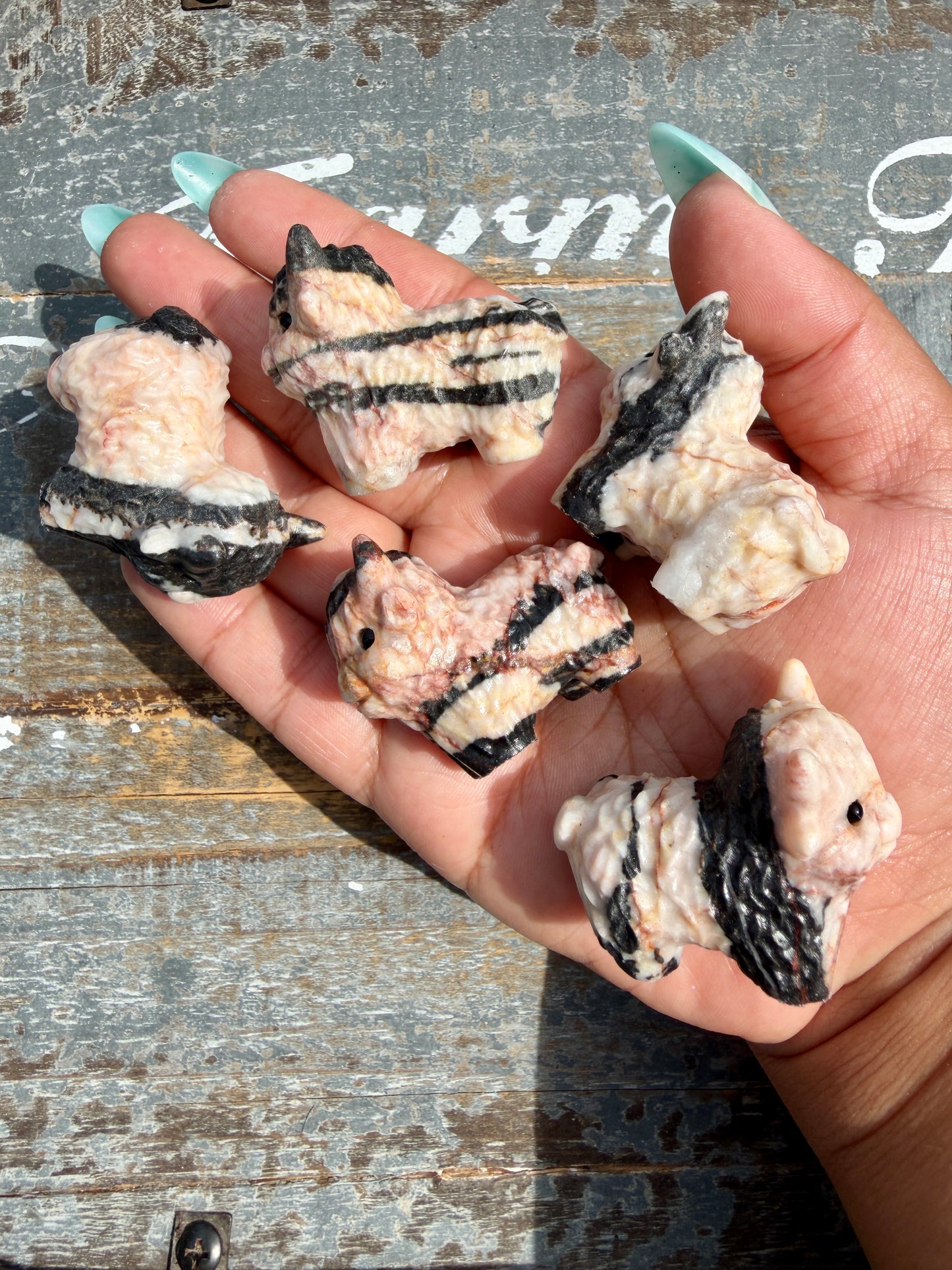 One (1) Pink Zebra Jasper Mini Highland Cow | Intuitively Chosen