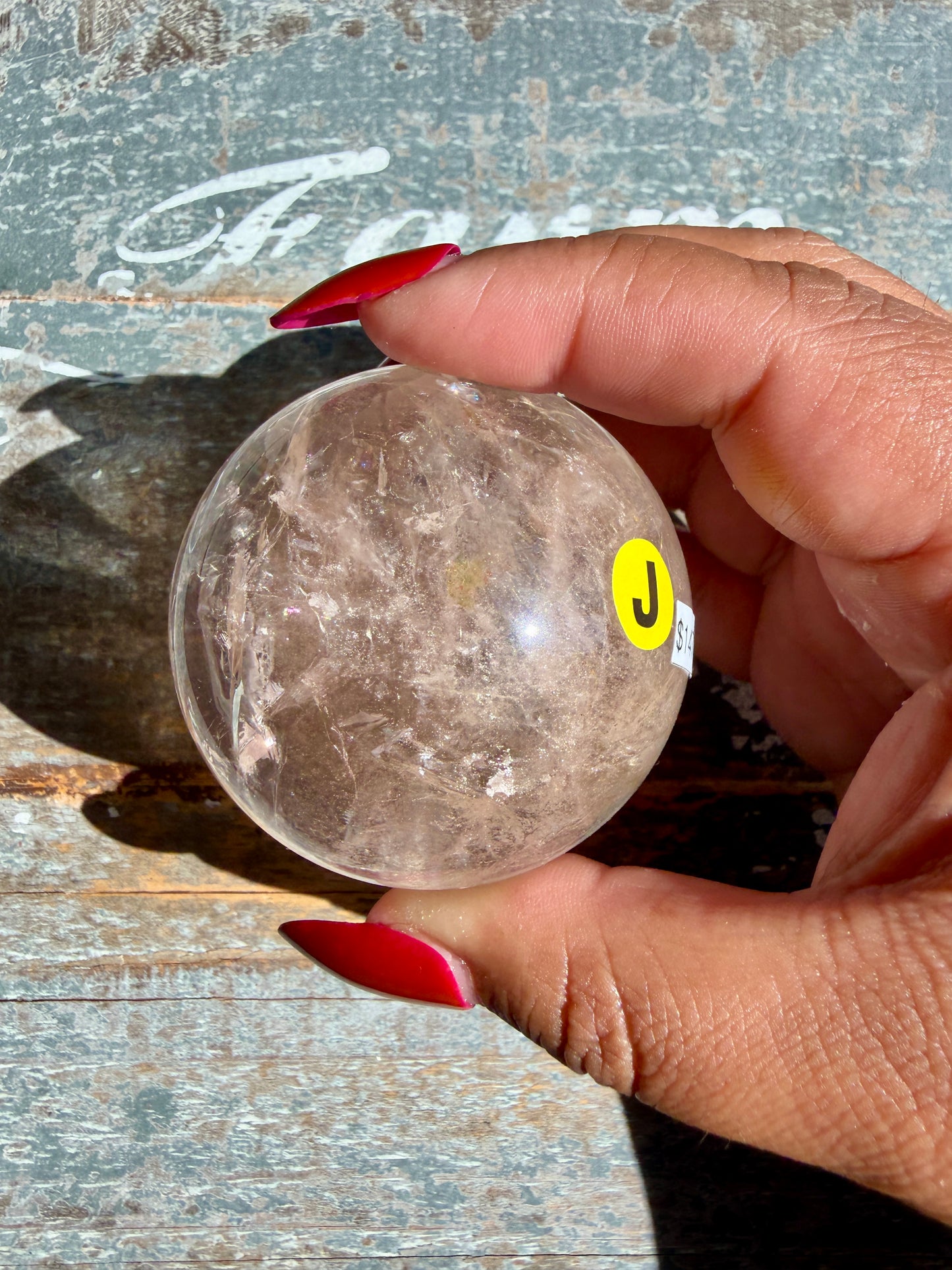 Clear Fire Quartz Sphere (Subtle Pink Hue) | Opt J