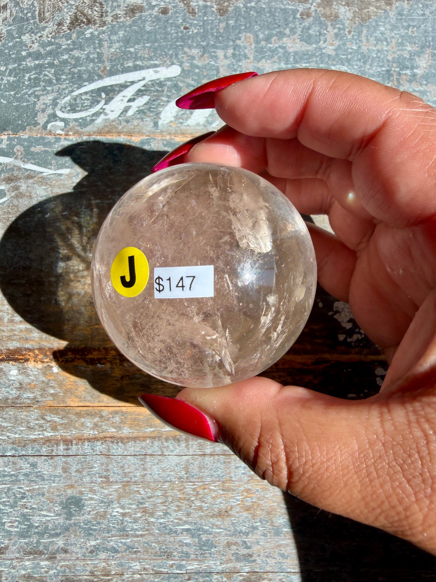 Clear Fire Quartz Sphere (Subtle Pink Hue) | Opt J