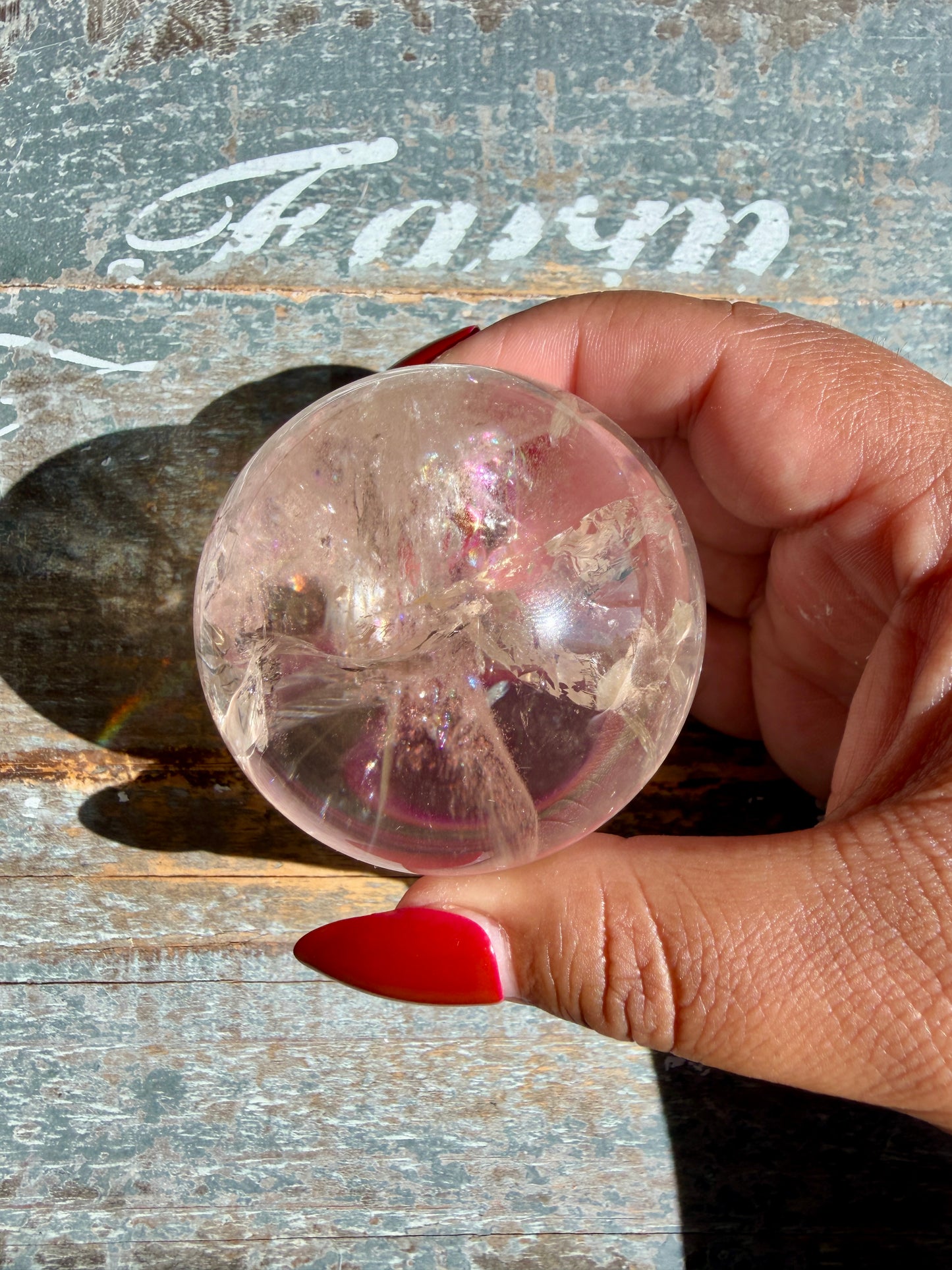 Clear Fire Quartz Sphere (Subtle Pink Hue) | Opt J
