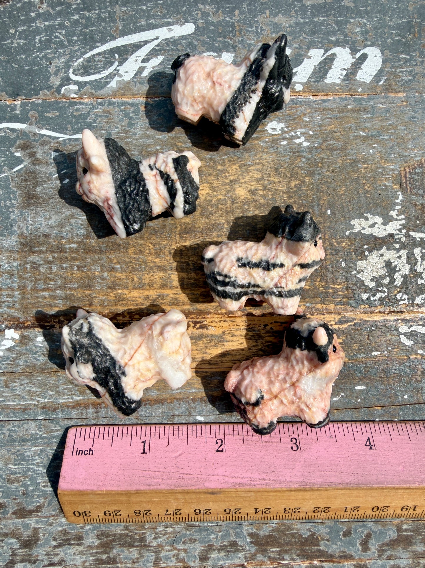 One (1) Pink Zebra Jasper Mini Highland Cow | Intuitively Chosen