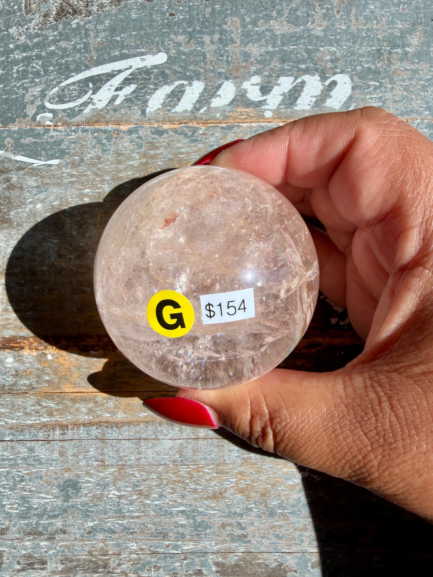 Clear Fire Quartz Sphere (Subtle Pink Hue) | Opt G