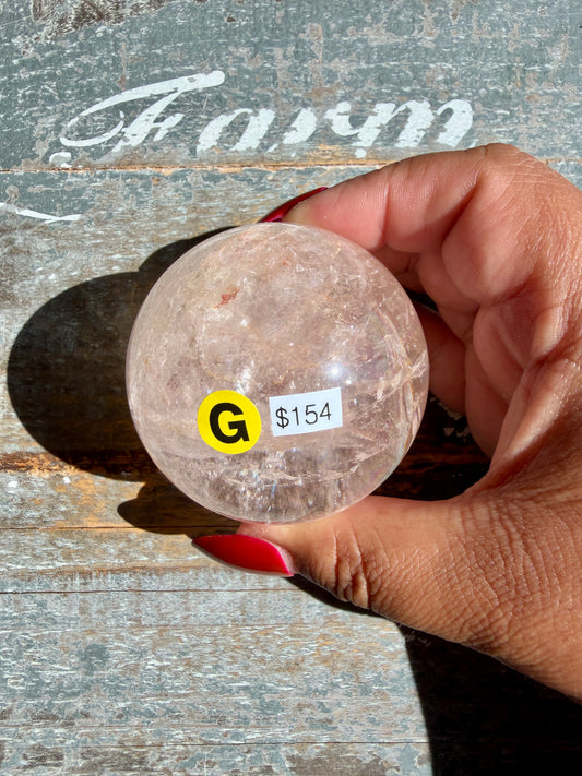 Clear Fire Quartz Sphere (Subtle Pink Hue) | Opt G