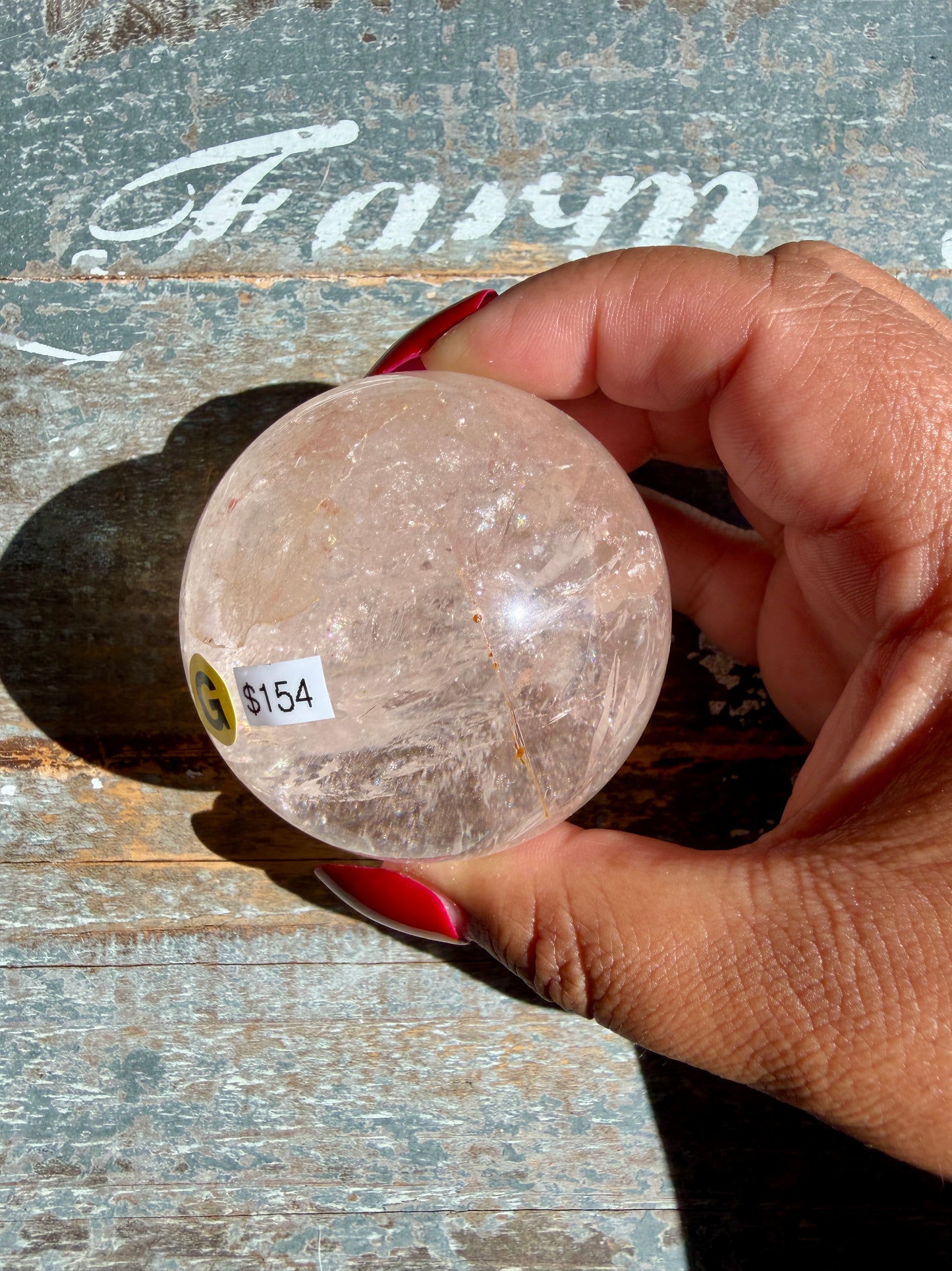 Clear Fire Quartz Sphere (Subtle Pink Hue) | Opt G