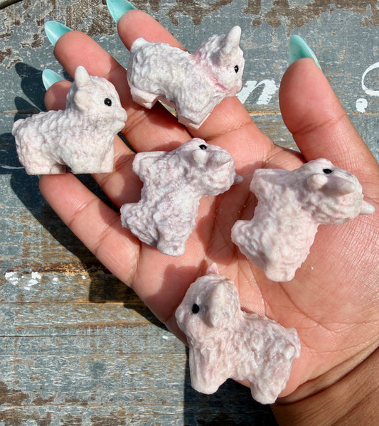 One (1) Pale Pink Opal Mini Highland Cow | Intuitively Chosen