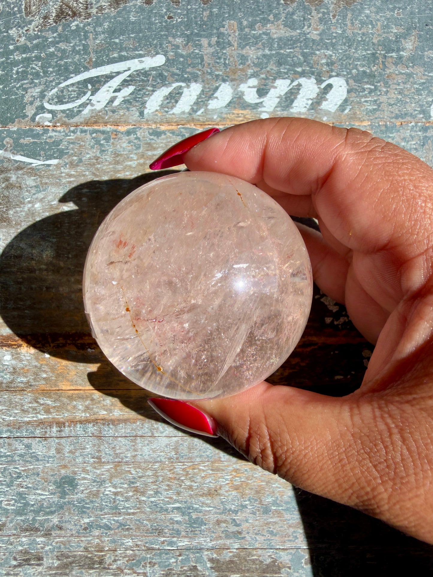 Clear Fire Quartz Sphere (Subtle Pink Hue) | Opt G