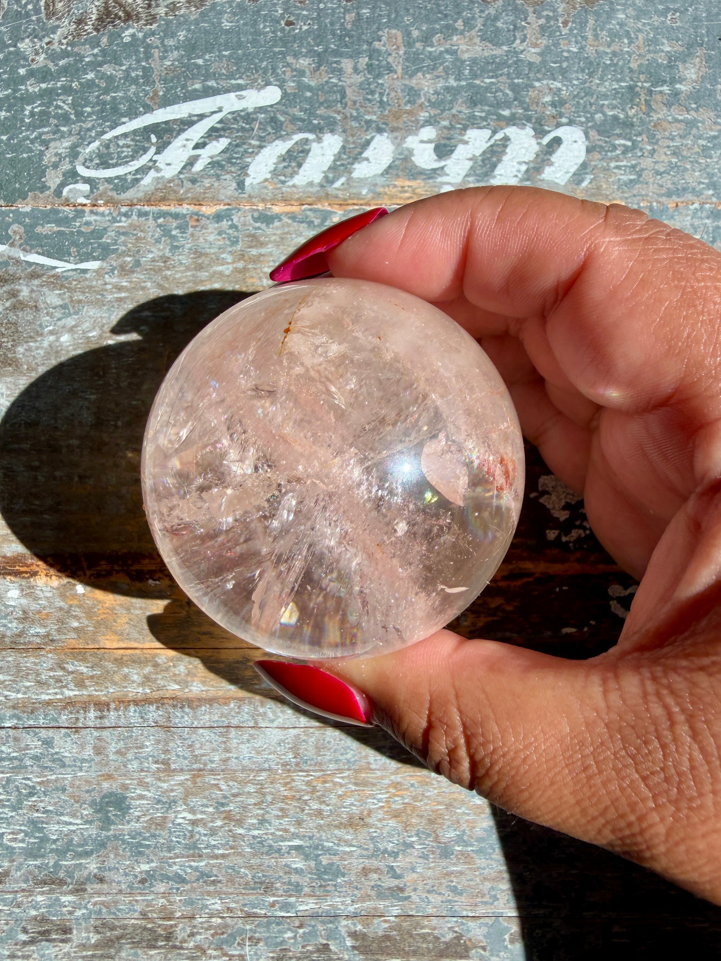 Clear Fire Quartz Sphere (Subtle Pink Hue) | Opt G
