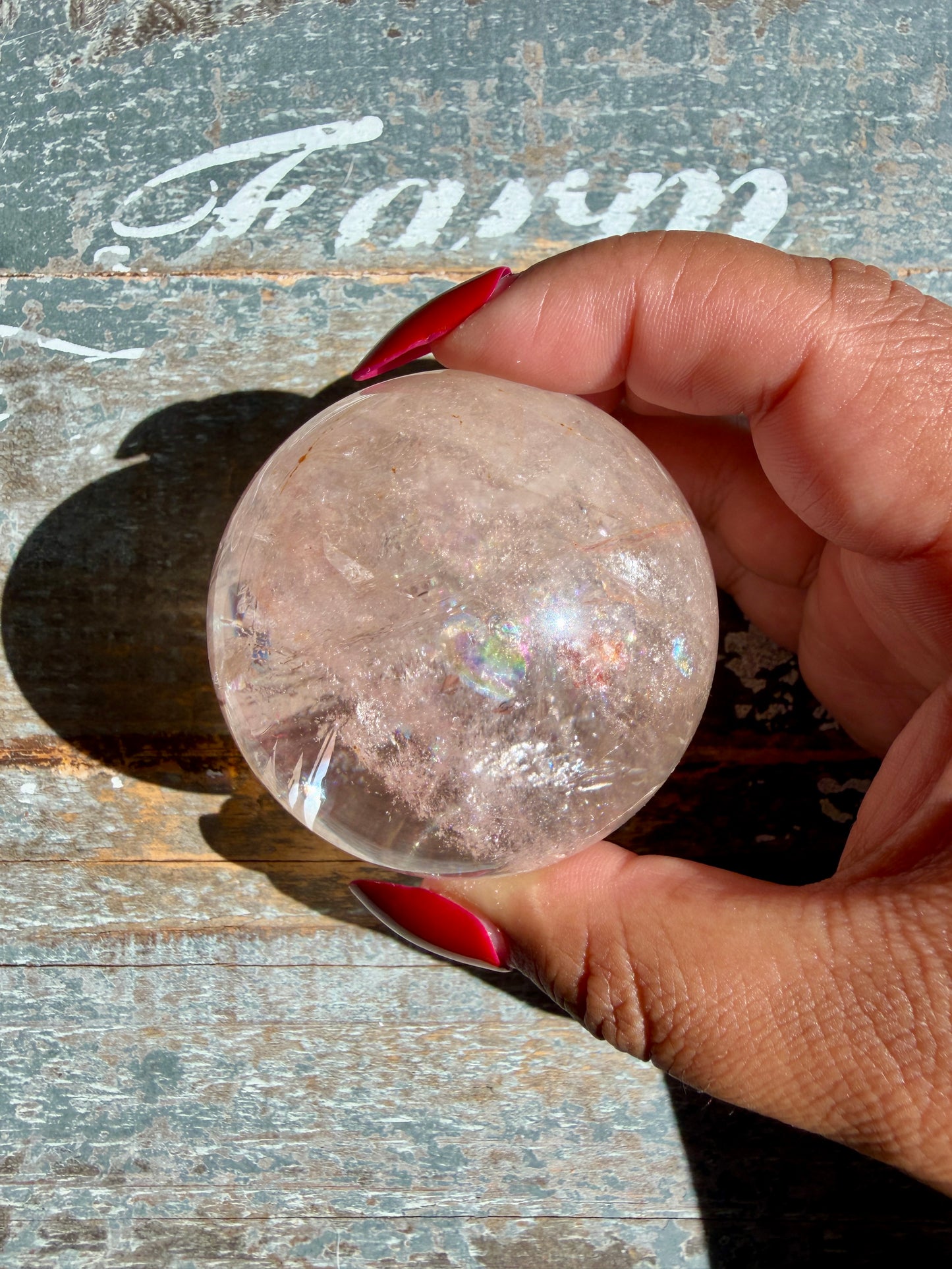 Clear Fire Quartz Sphere (Subtle Pink Hue) | Opt G