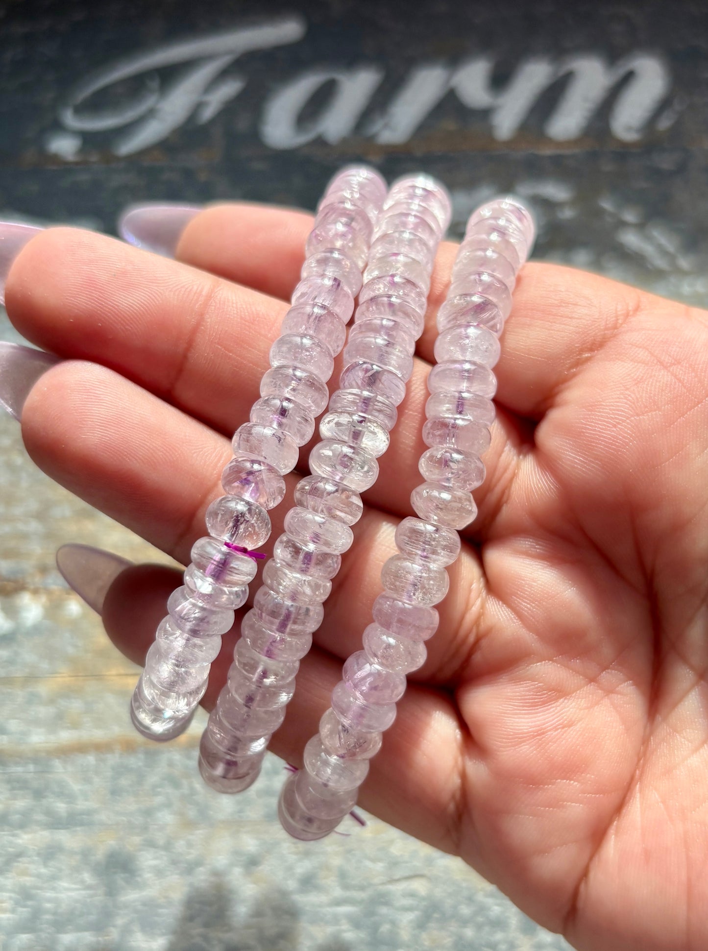 One (1) Gorgeous Ice Kunzite Beaded Bracelet