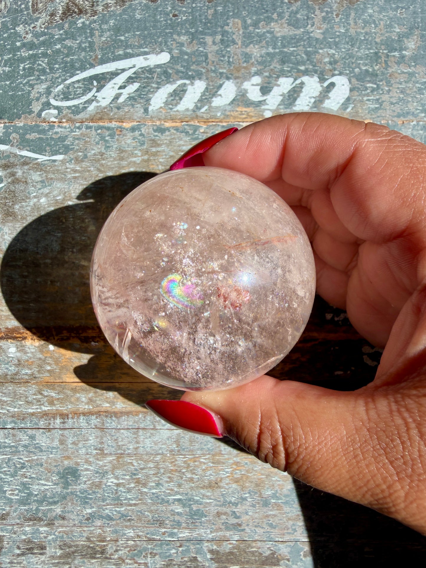 Clear Fire Quartz Sphere (Subtle Pink Hue) | Opt G