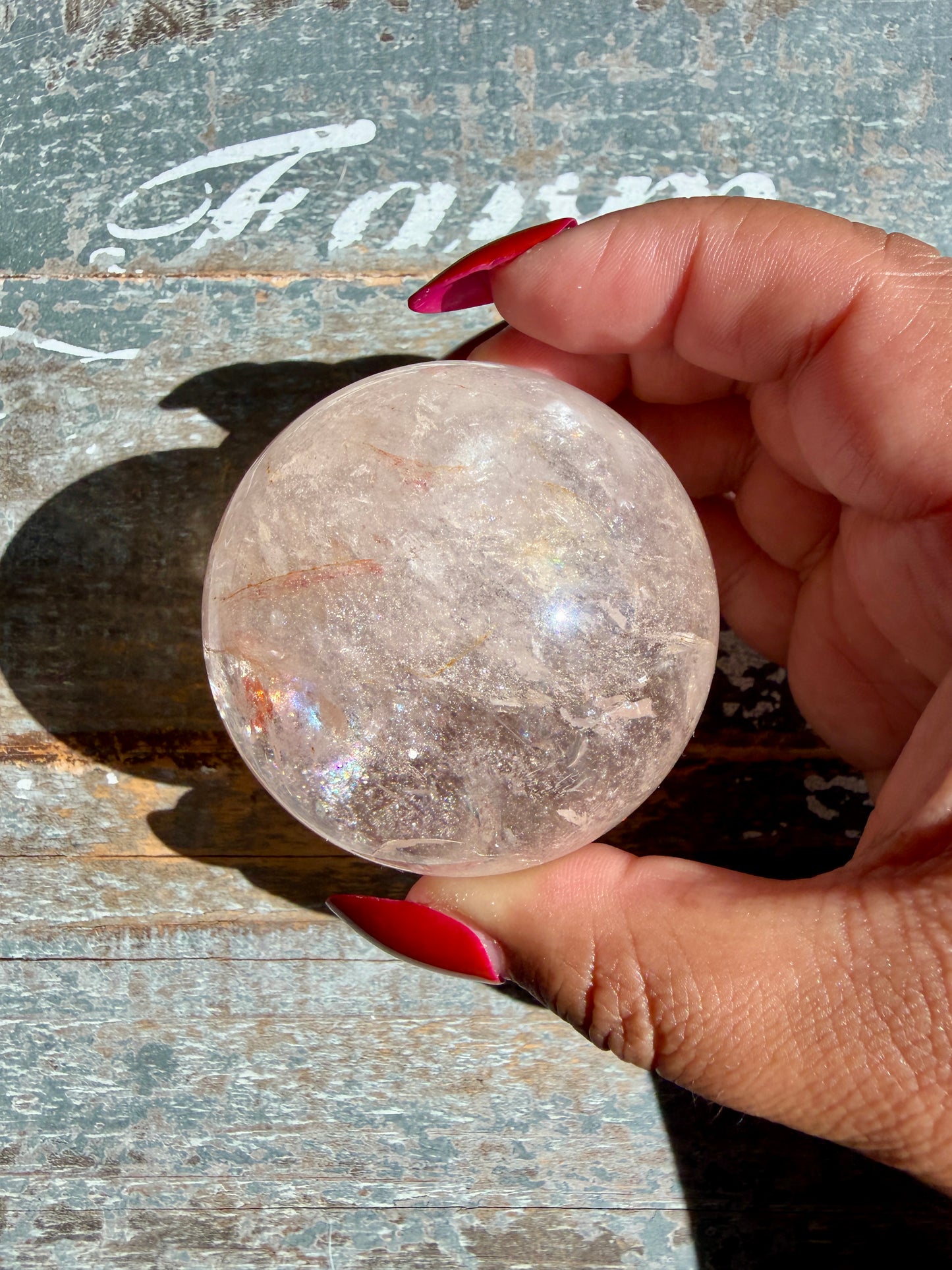 Clear Fire Quartz Sphere (Subtle Pink Hue) | Opt G