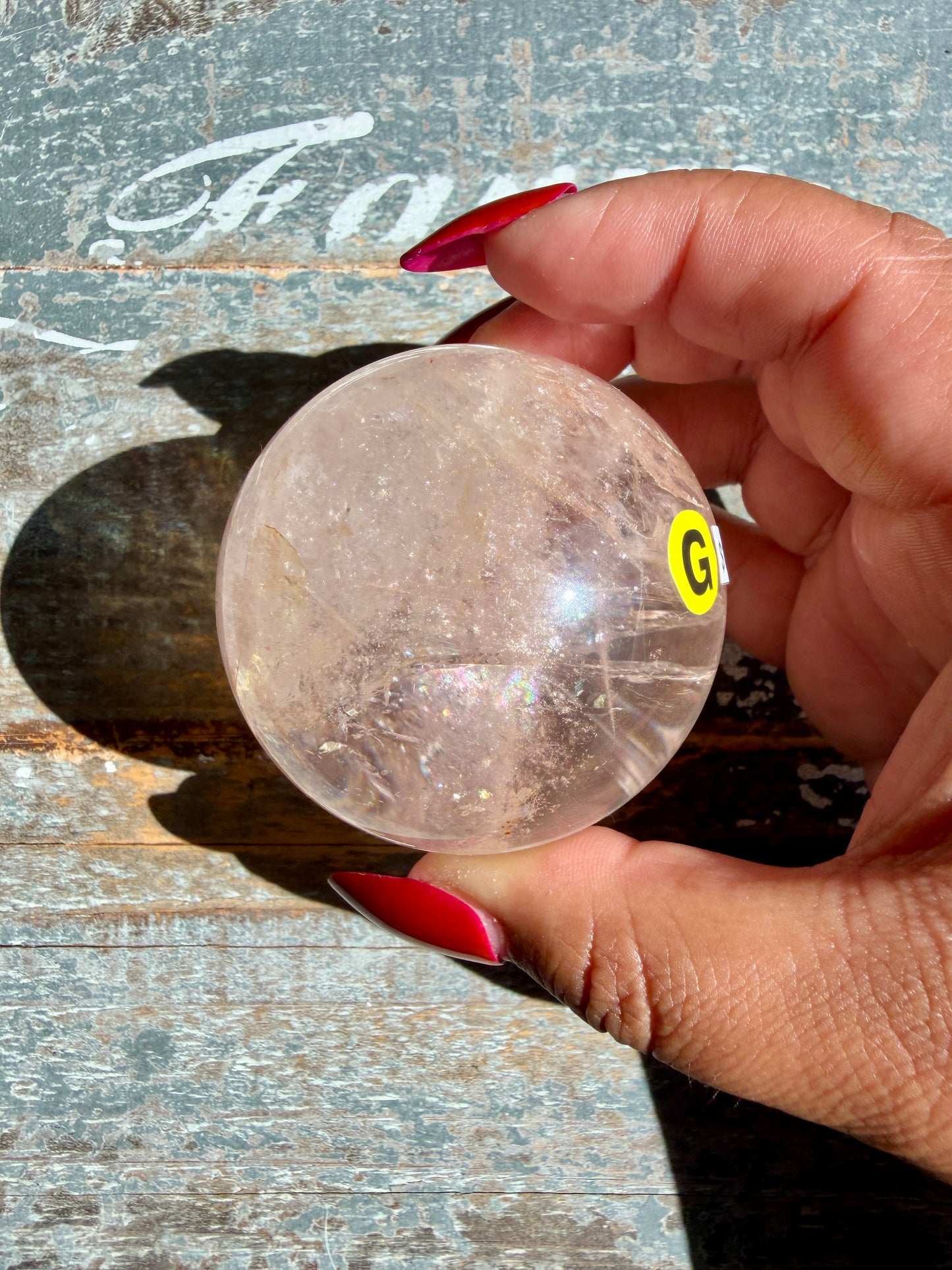 Clear Fire Quartz Sphere (Subtle Pink Hue) | Opt G