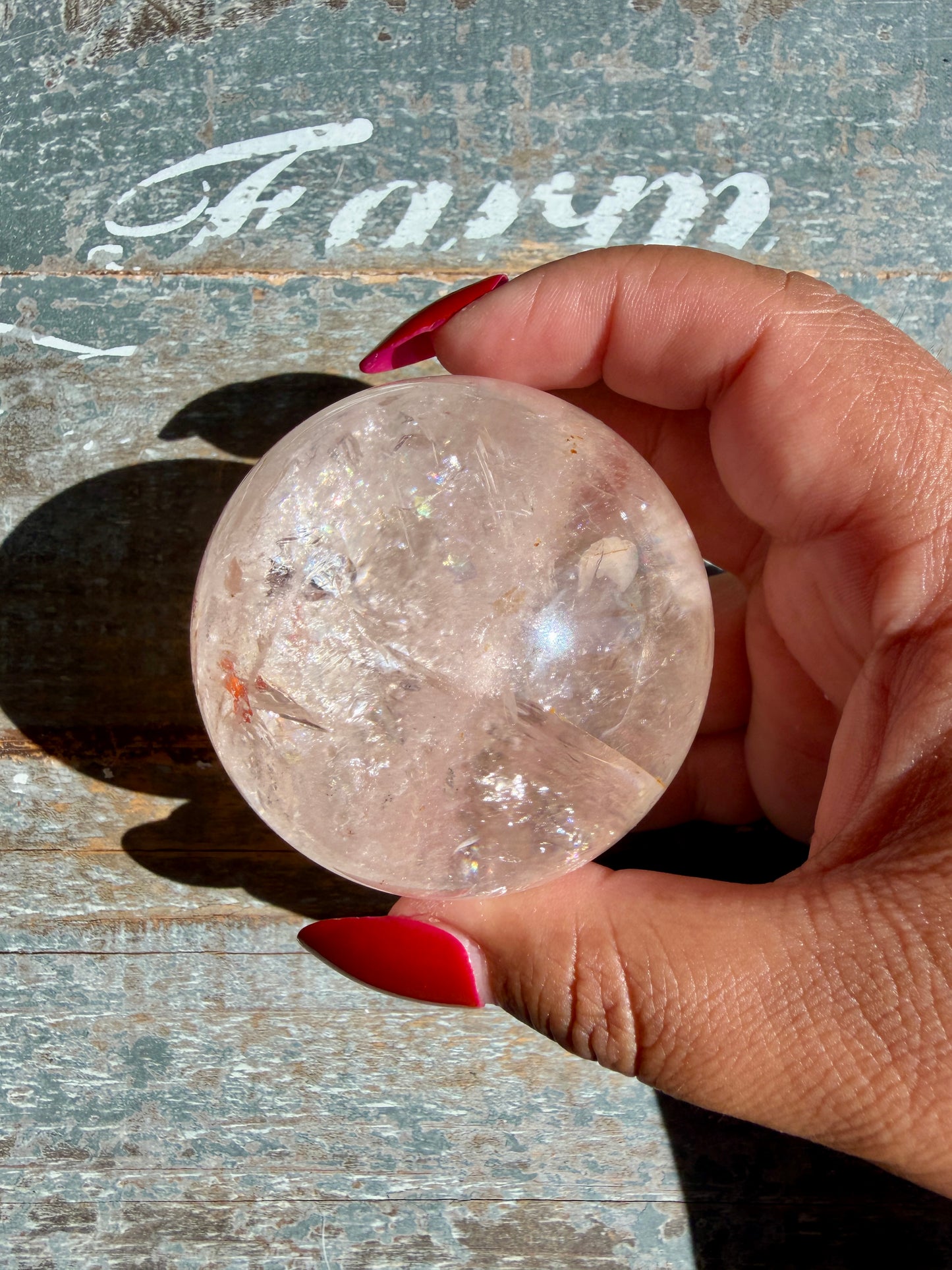 Clear Fire Quartz Sphere (Subtle Pink Hue) | Opt G