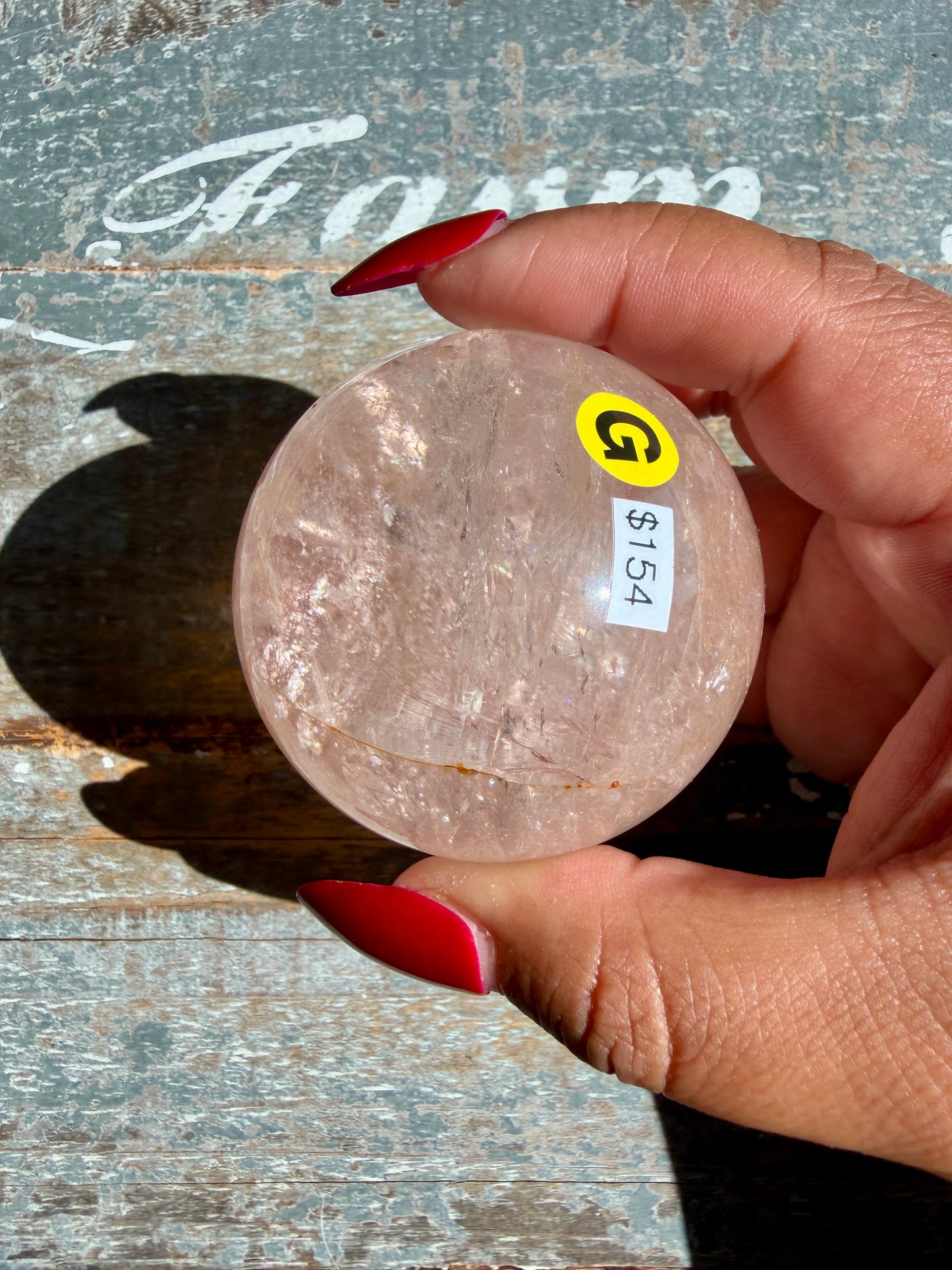 Clear Fire Quartz Sphere (Subtle Pink Hue) | Opt G