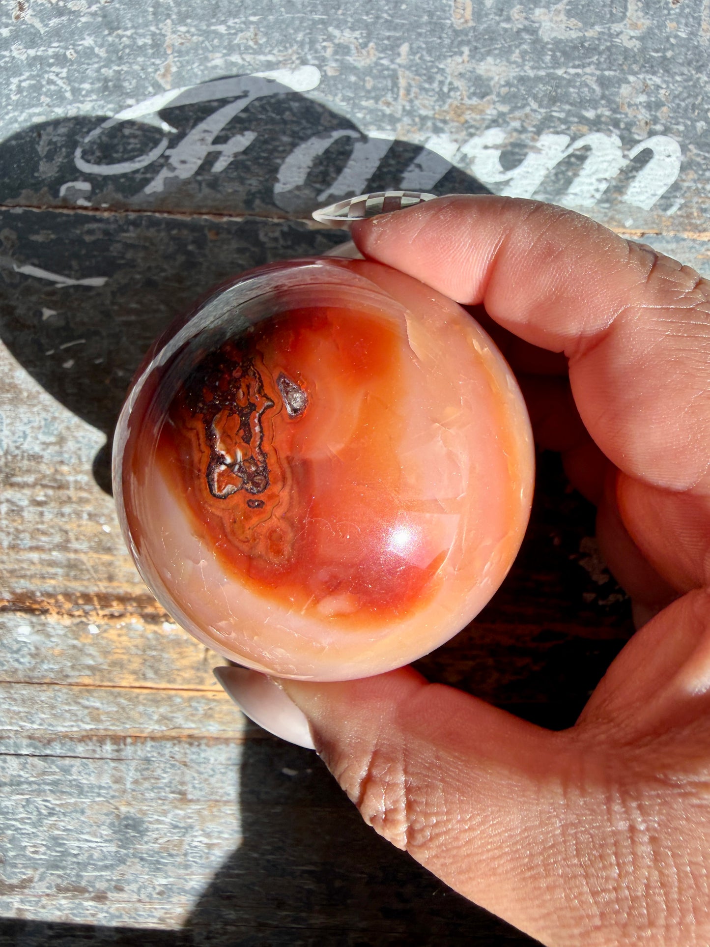 Gorgeous Carnelian/Orca Agate Sphere | Opt 47
