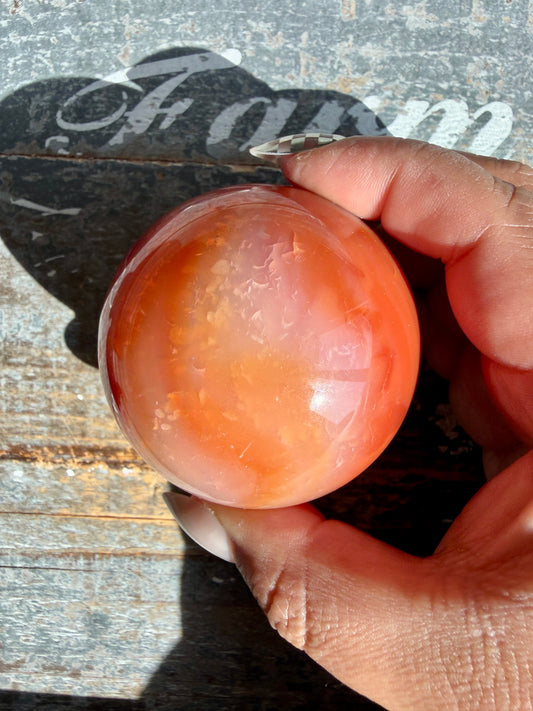 Gorgeous Carnelian/Orca Agate Sphere | Opt 47
