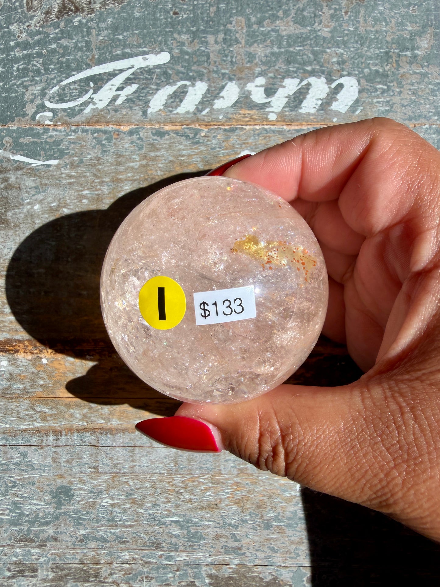Clear Fire Quartz Sphere (Subtle Pink Hue) | Opt I