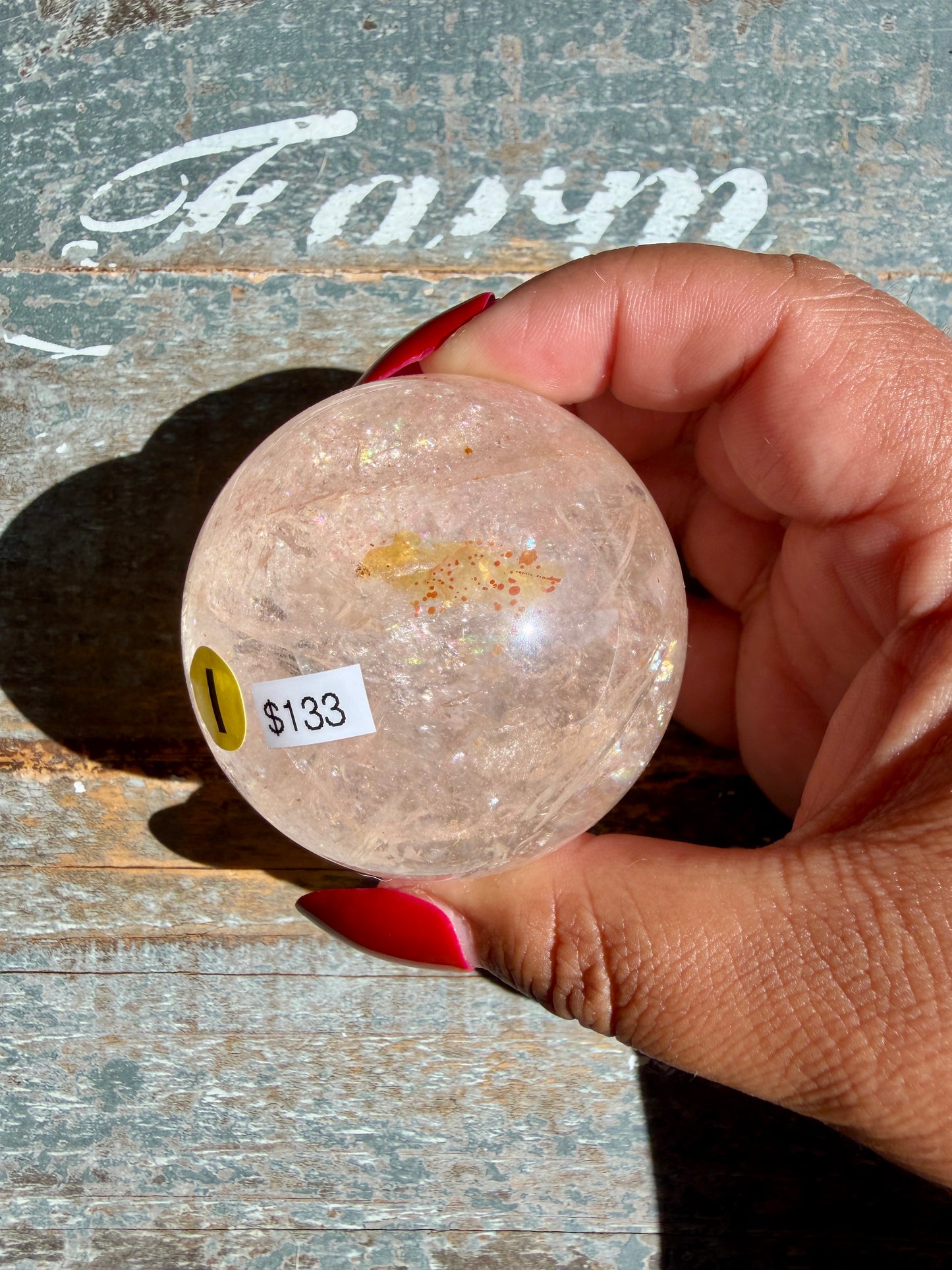 Clear Fire Quartz Sphere (Subtle Pink Hue) | Opt I
