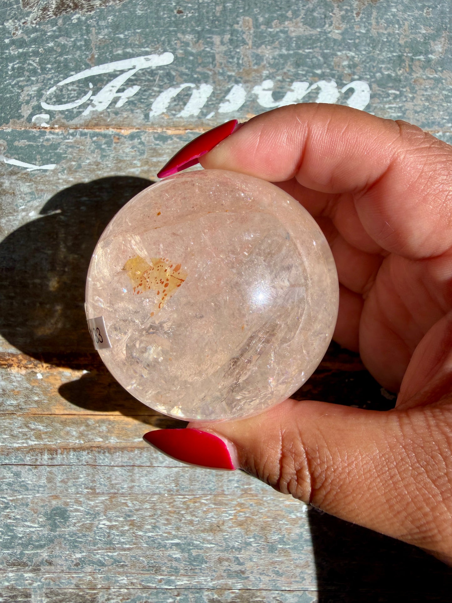 Clear Fire Quartz Sphere (Subtle Pink Hue) | Opt I