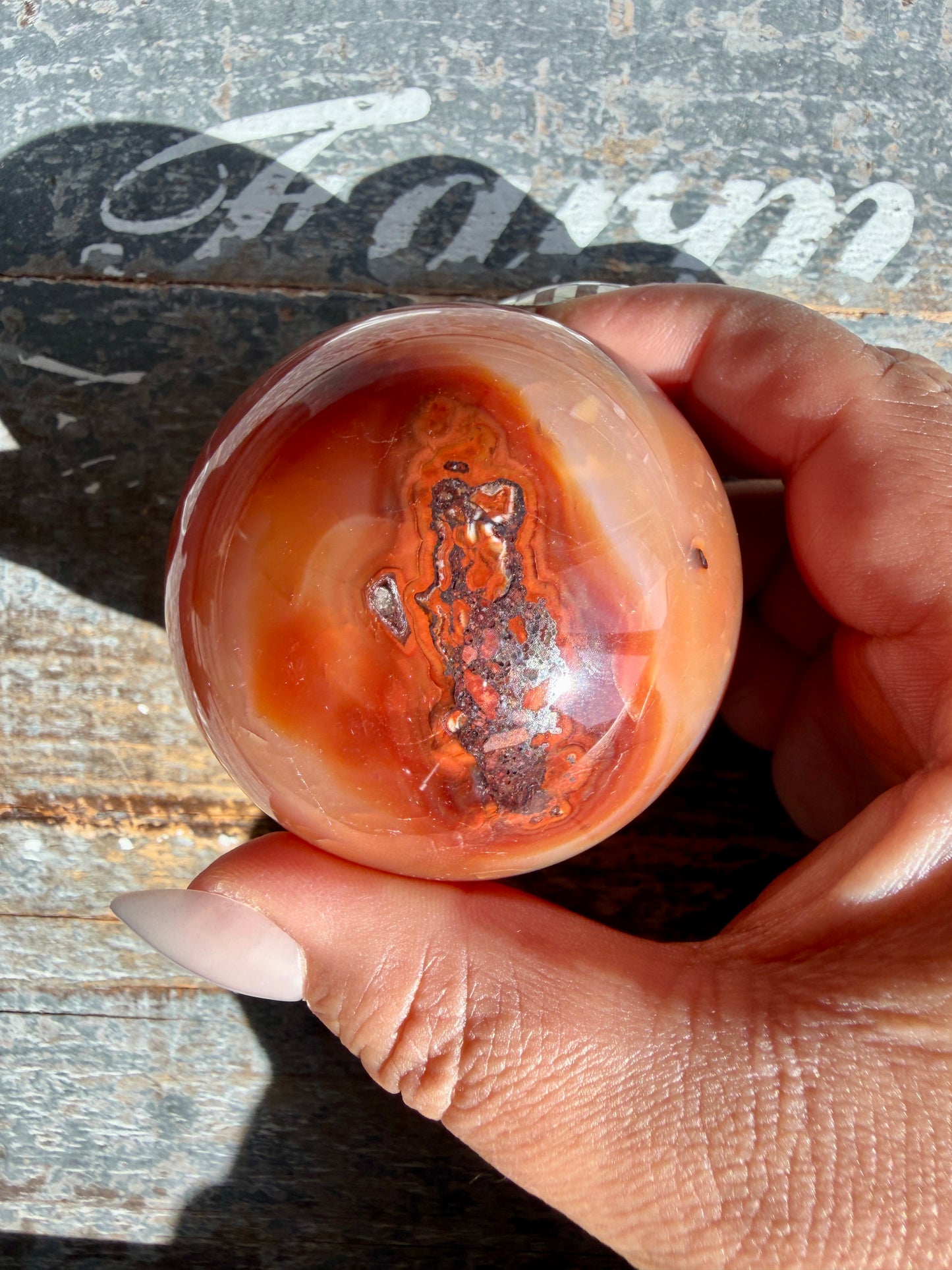Gorgeous Carnelian/Orca Agate Sphere | Opt 47