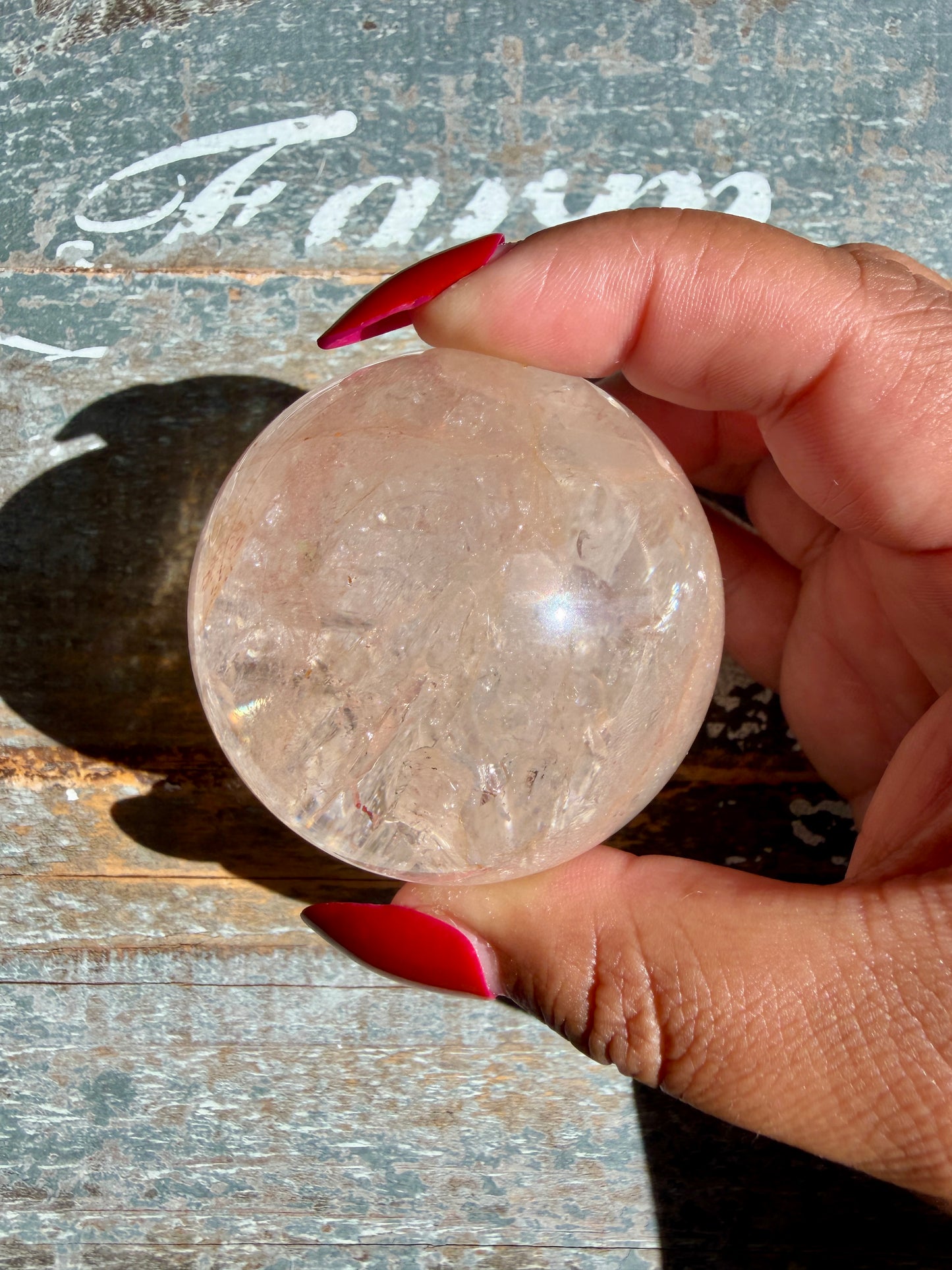Clear Fire Quartz Sphere (Subtle Pink Hue) | Opt I